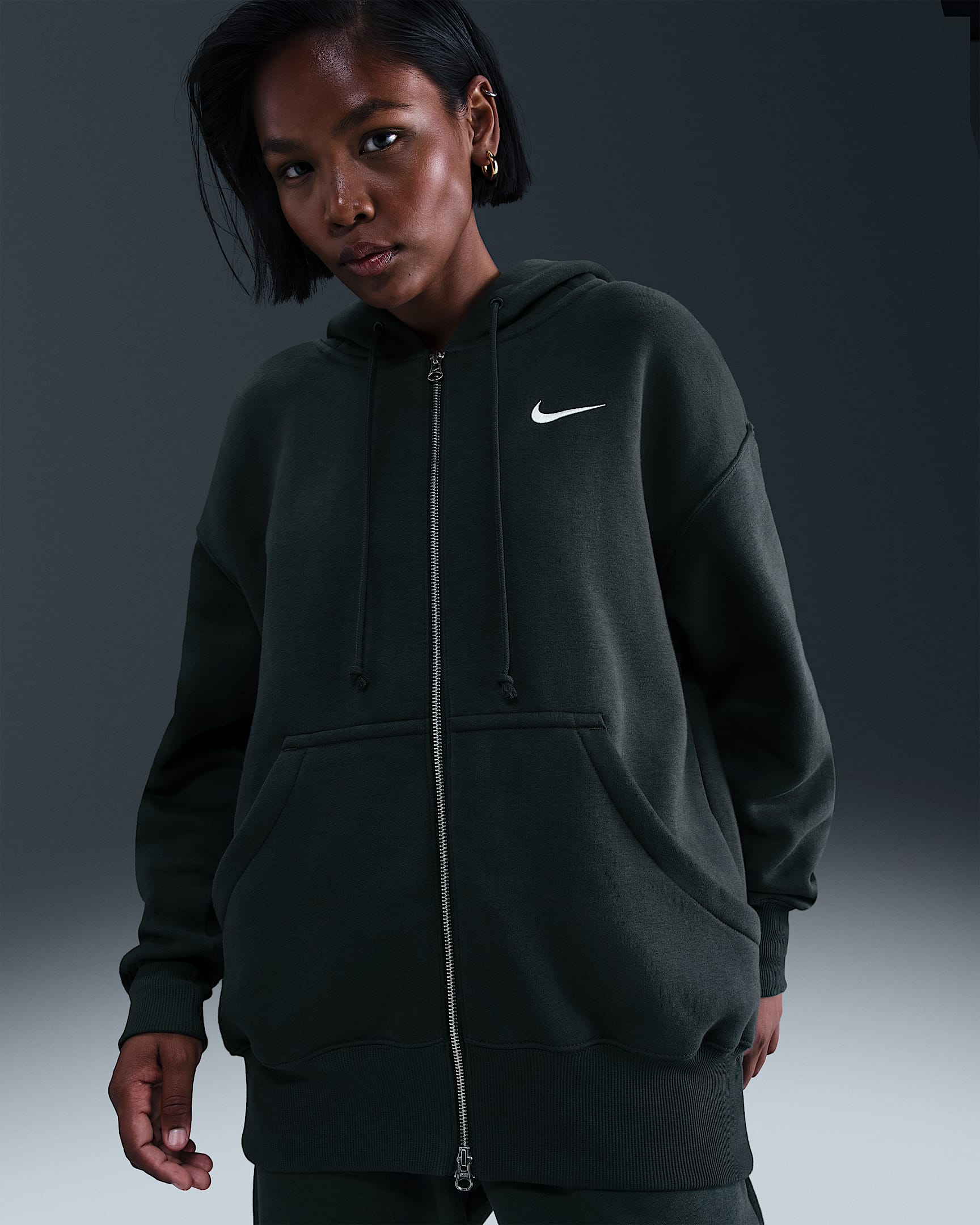 Nike Sportswear Phoenix Fleece Women's Oversized Full-Zip Hoodie - Seaweed/Sail