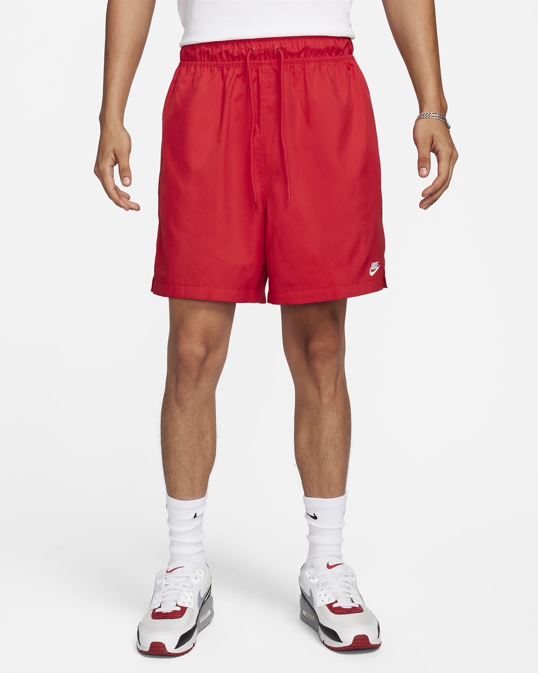 Shorts Flow in tessuto Nike Club – Uomo - University Red/Bianco