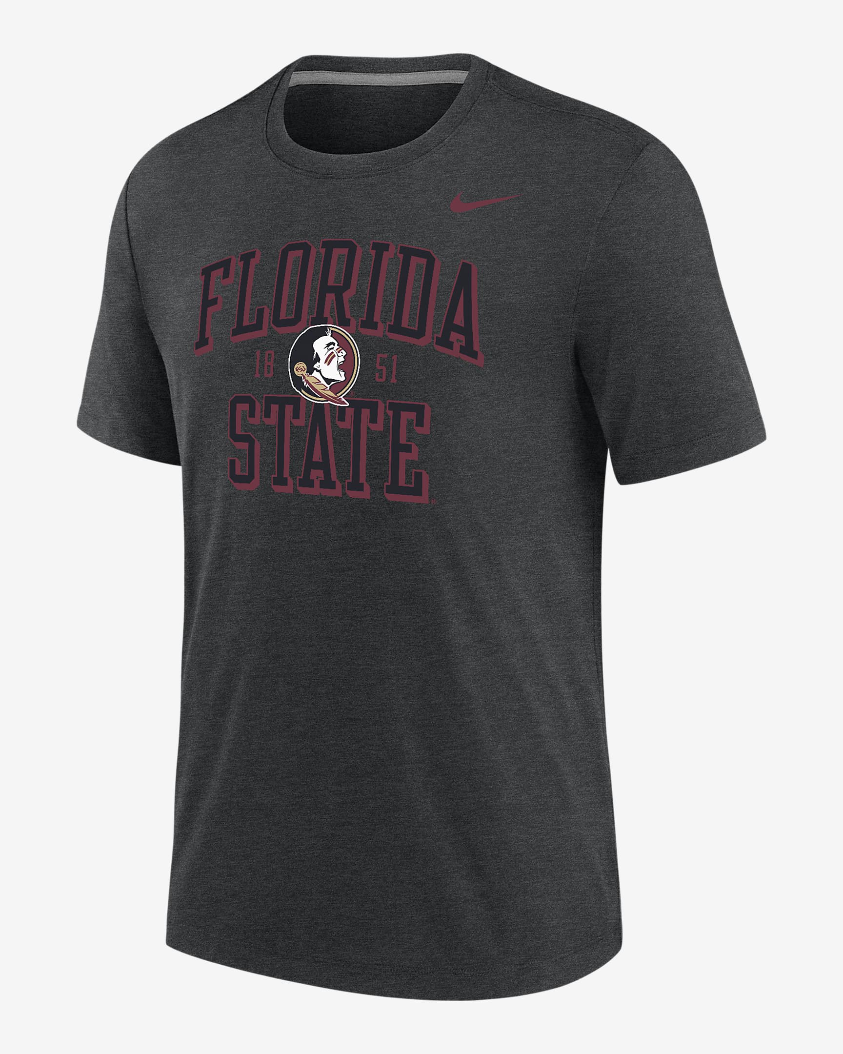 Playera universitaria Nike para hombre Florida State - Negro jaspeado