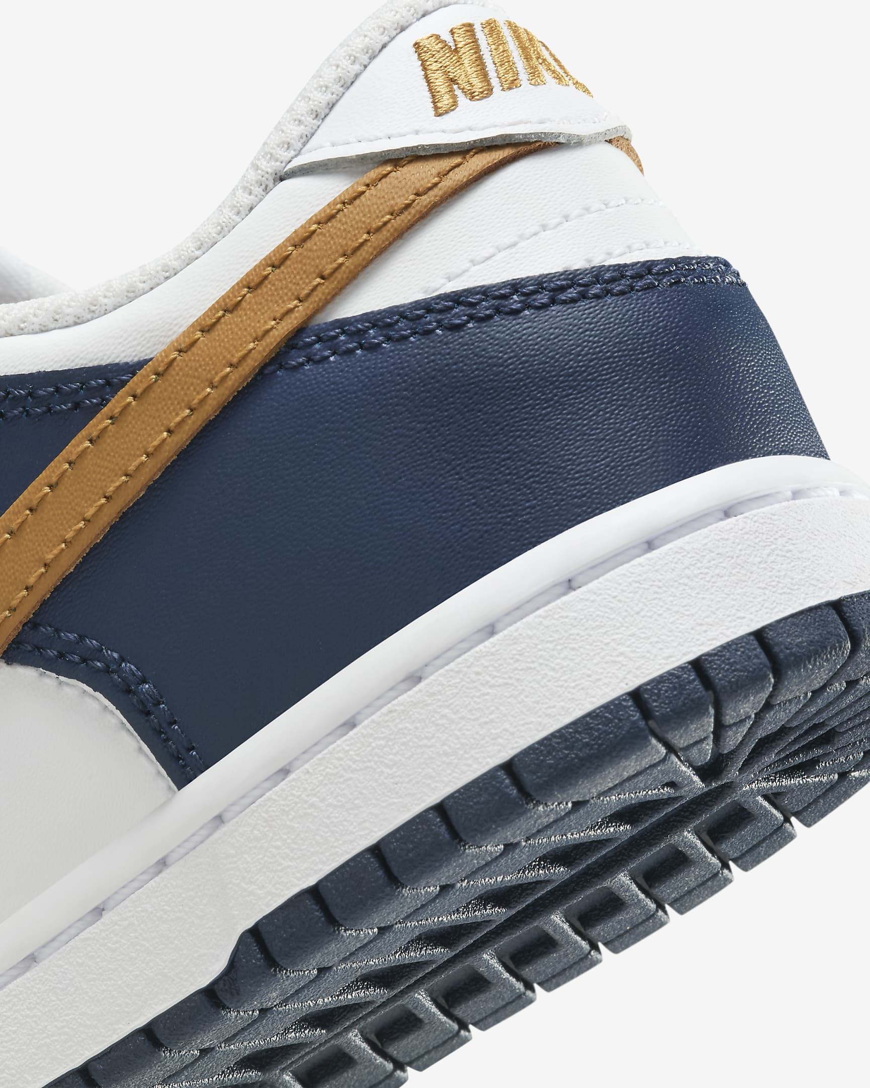 Nike Dunk Low Little Kids' Shoes - White/Midnight Navy/Wheat