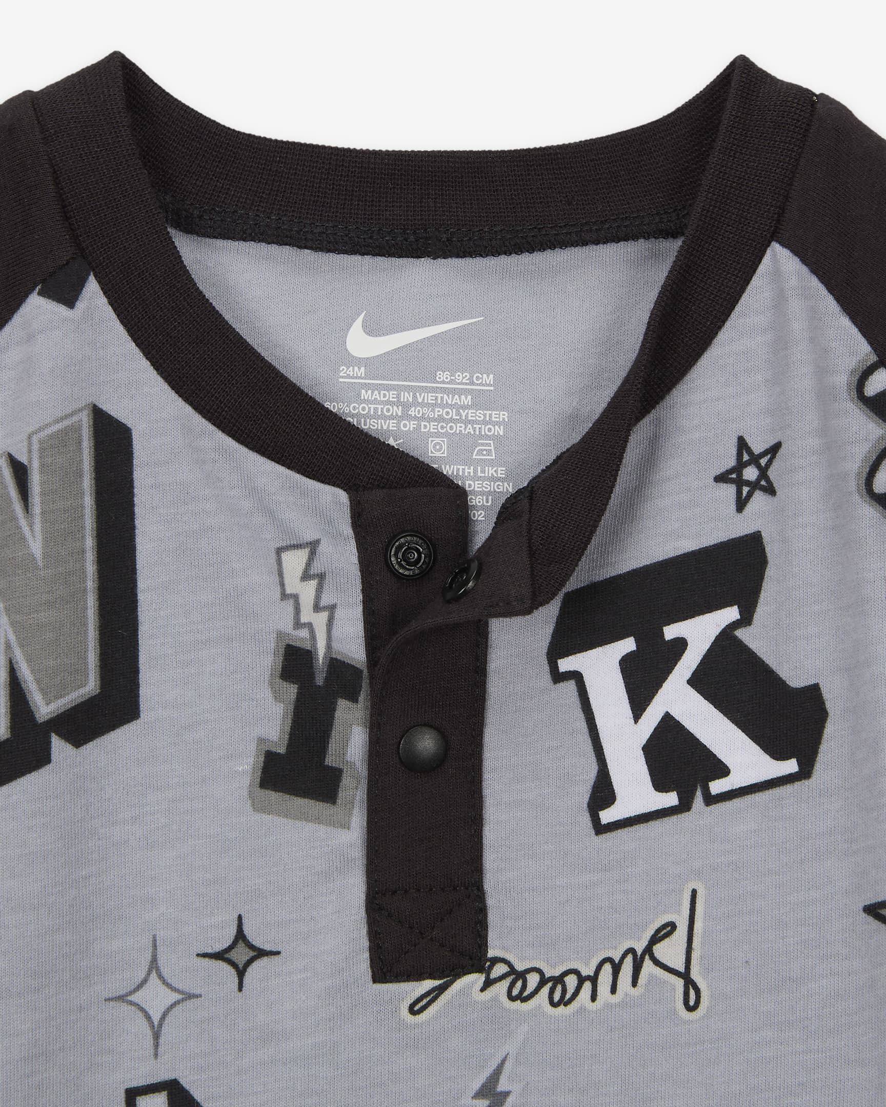 Enterito tipo playera para bebé (0-9 meses) Nike Sportswear Next Gen - Gris humo claro