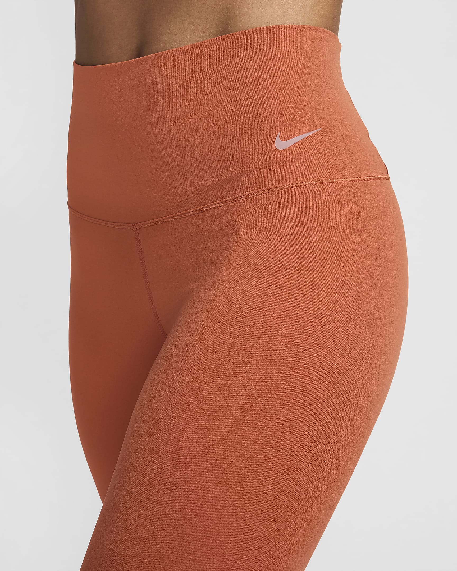 Nike Zenvy leggings i 7/8 lengde med lett støtte og høyt liv til dame - Burnt Sunrise/Svart