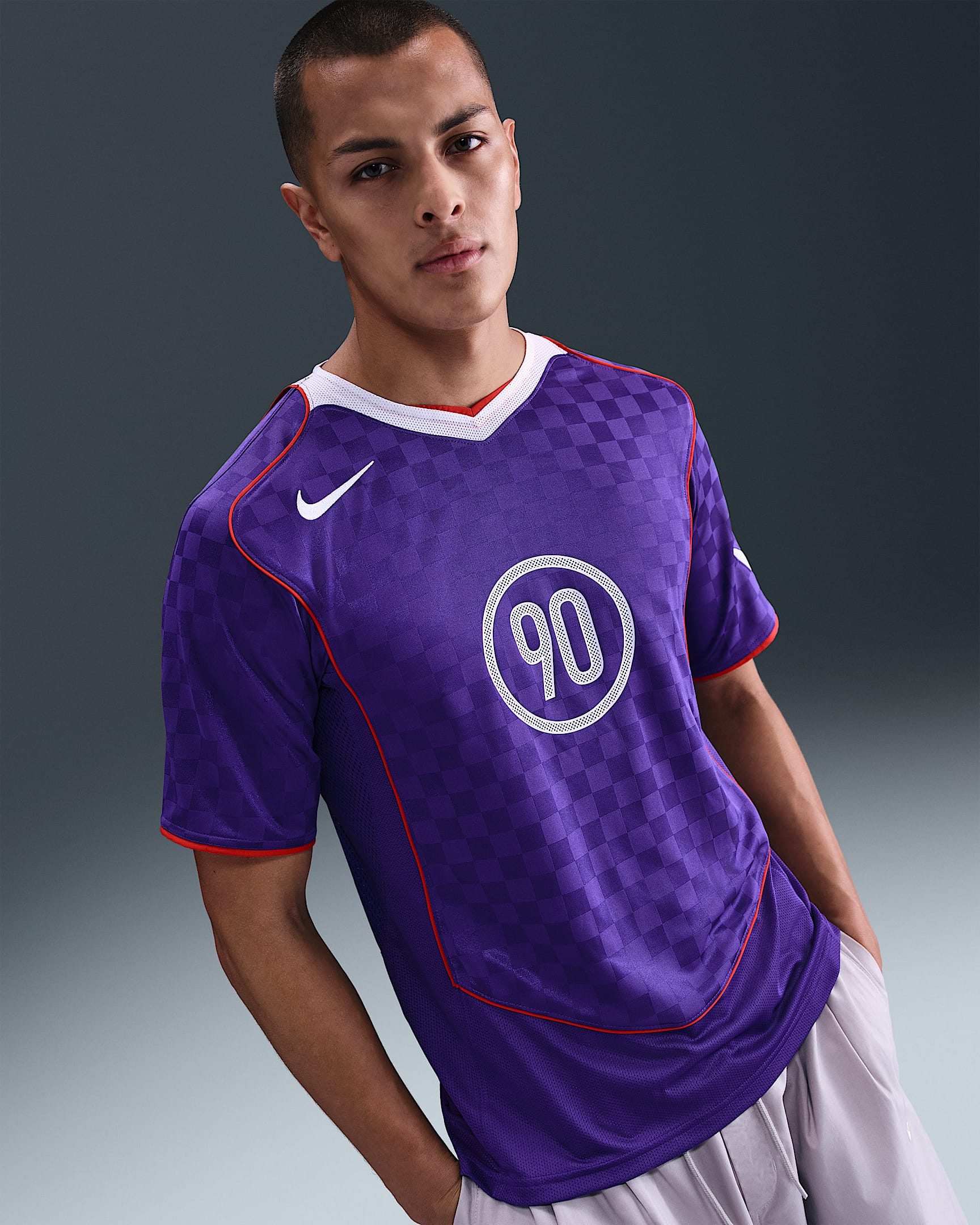 Nike Total 90 Men's Dri-FIT Short-Sleeve Soccer Top - Court Purple/White/Gym Red/White