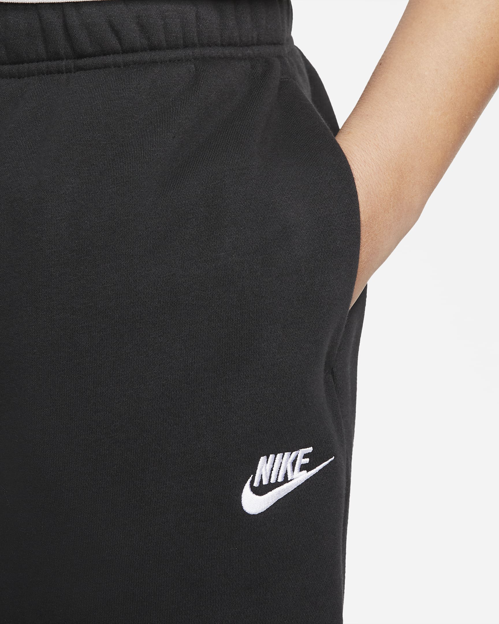 Pants de entrenamiento oversized de tiro medio para mujer Nike Sportswear Club Fleece - Negro/Blanco