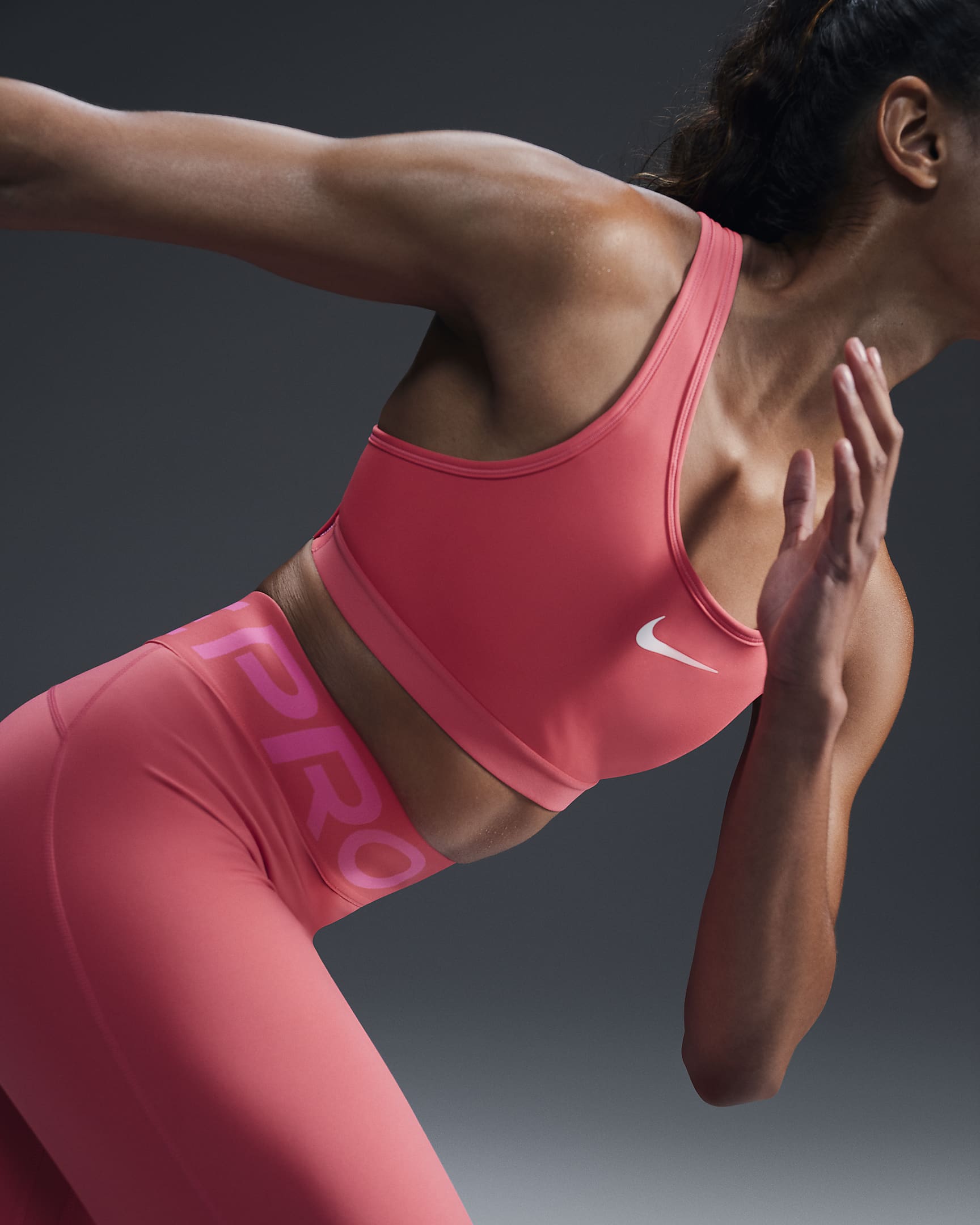 Nike Swoosh High Support Women's Non-Padded Adjustable Sports Bra - Aster Pink/Aster Pink/White