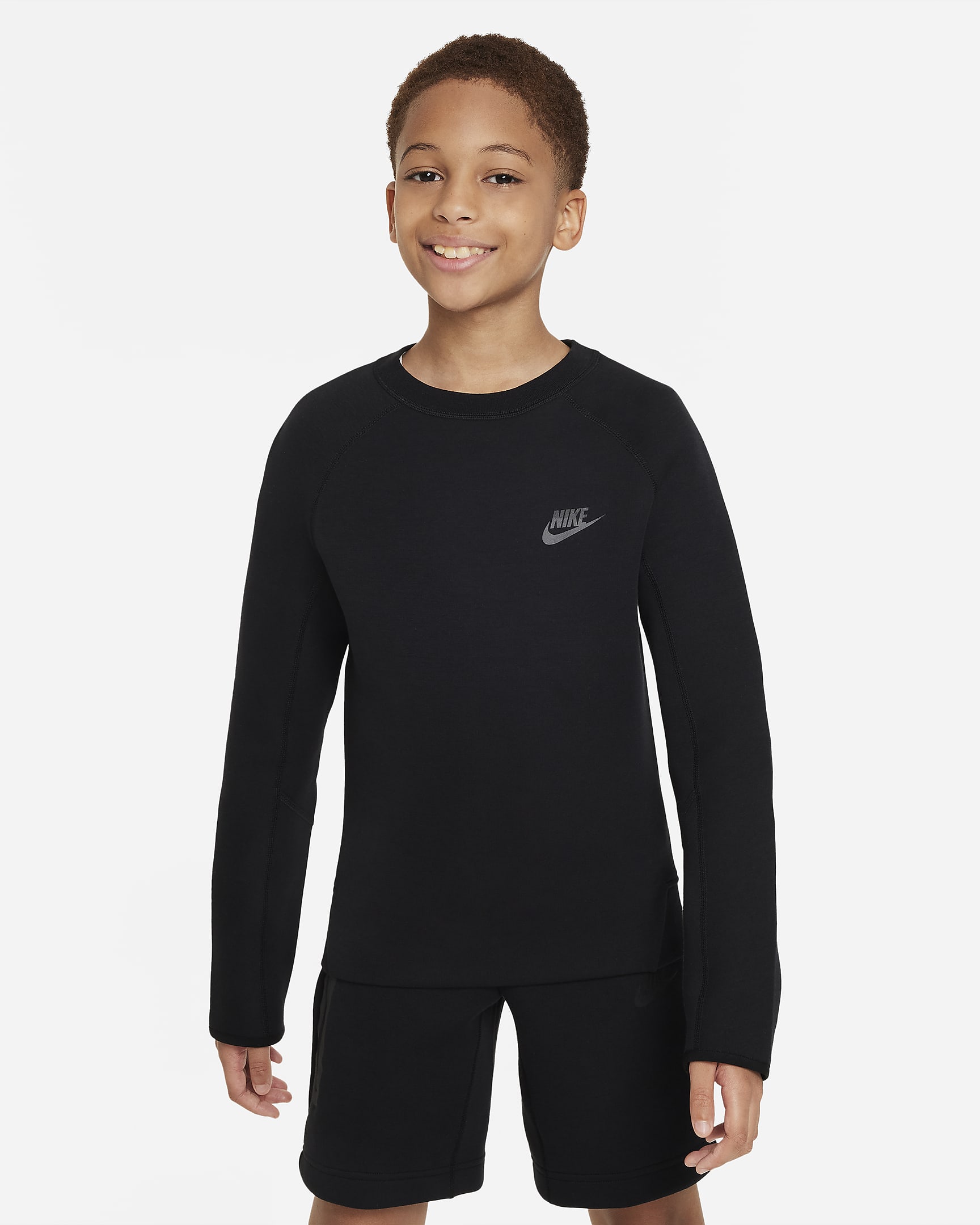 Nike Sportswear Tech Fleece Big Kids' (Boys') Sweatshirt - Black/Black/Black