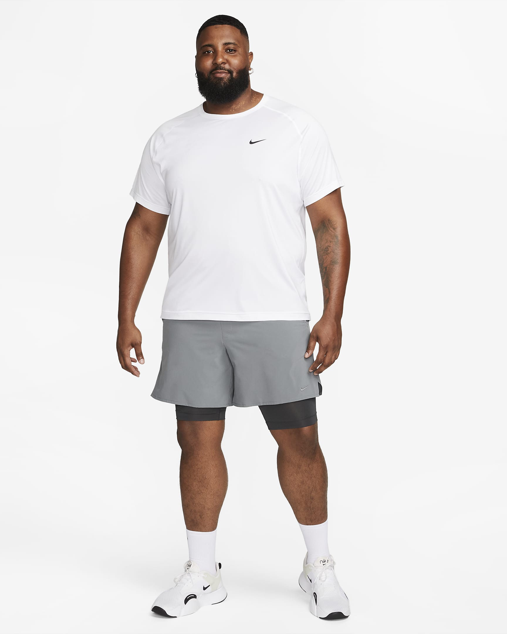 Camisola de fitness de manga curta Dri-FIT Nike Ready para homem - Branco/Preto