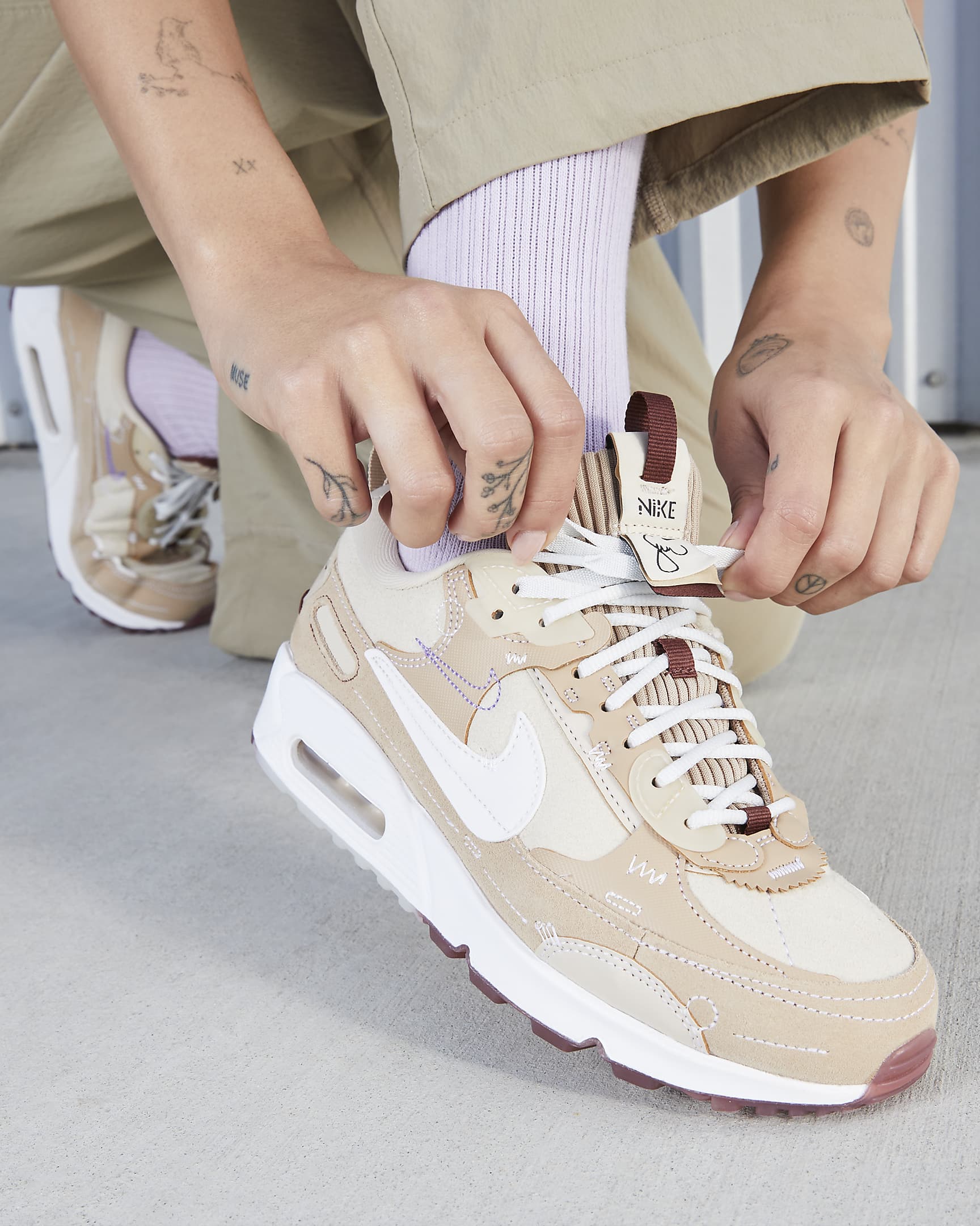 Nike Air Max 90 Futura x Serena Williams Design Crew Shoes - Hemp/Sand Drift/Summit White/White