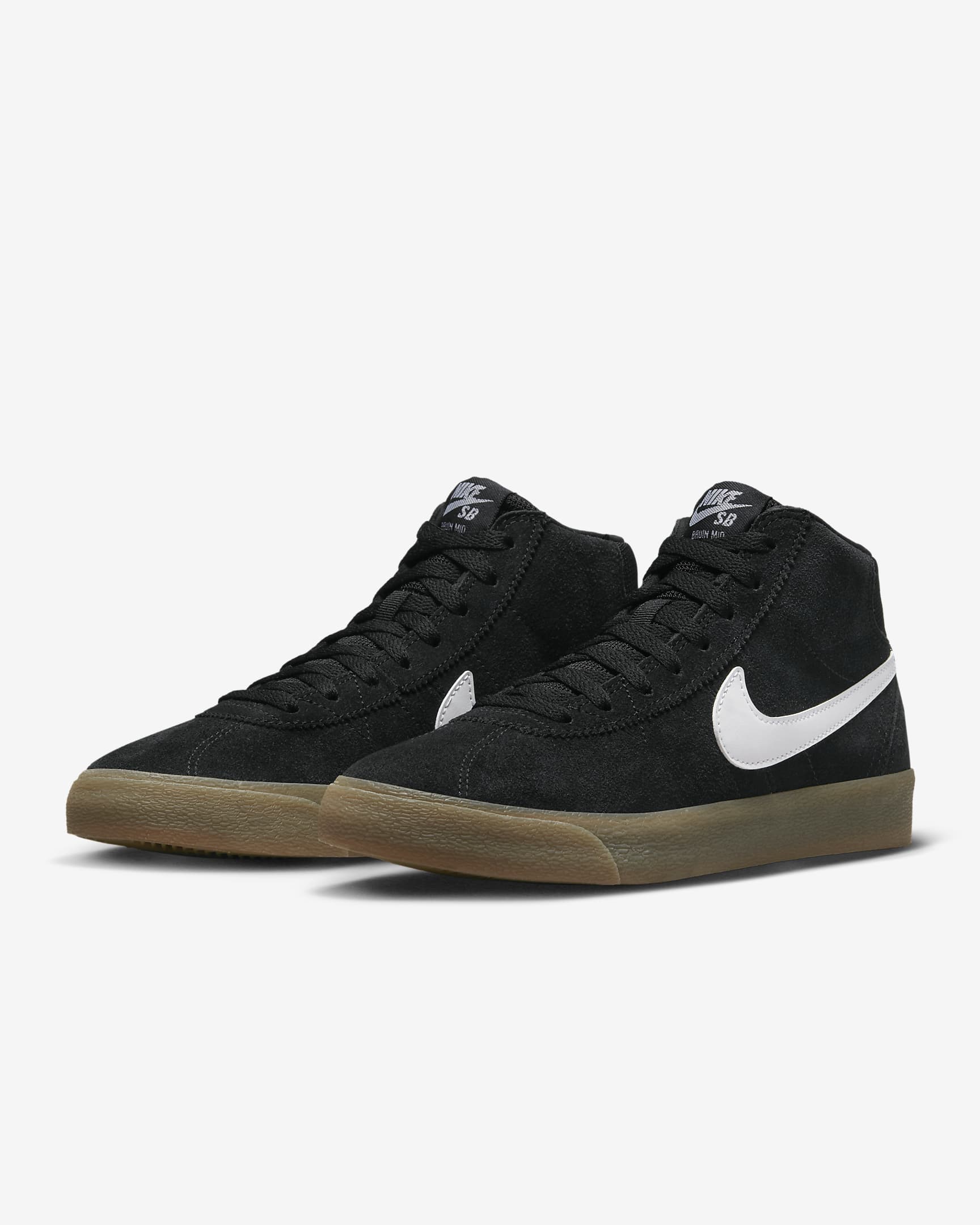 Nike SB Bruin High skatesko - Svart/Svart/Gum Light Brown/Hvit