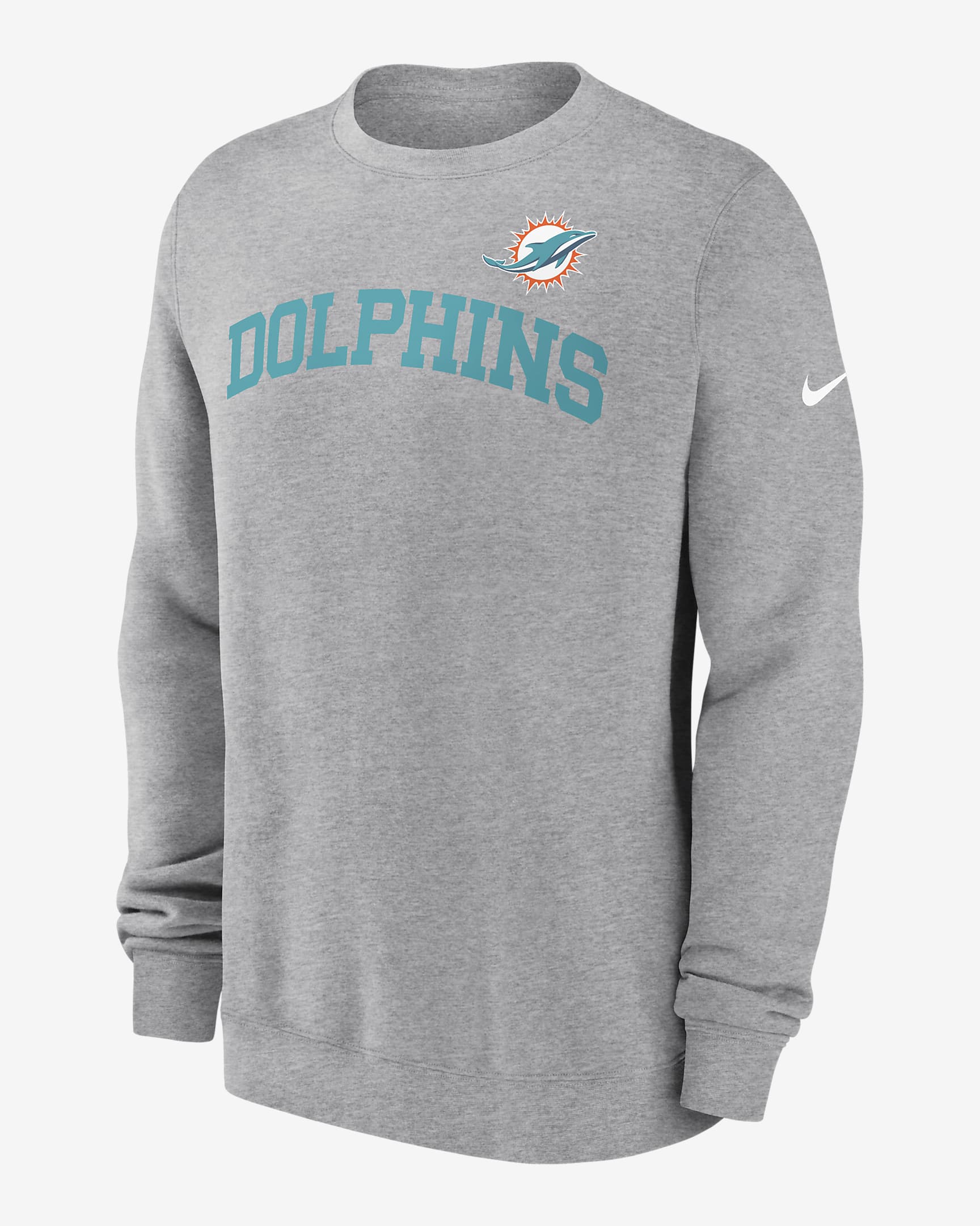 Miami Dolphins Club Men's Nike NFL Pullover Crew - Grey Heather