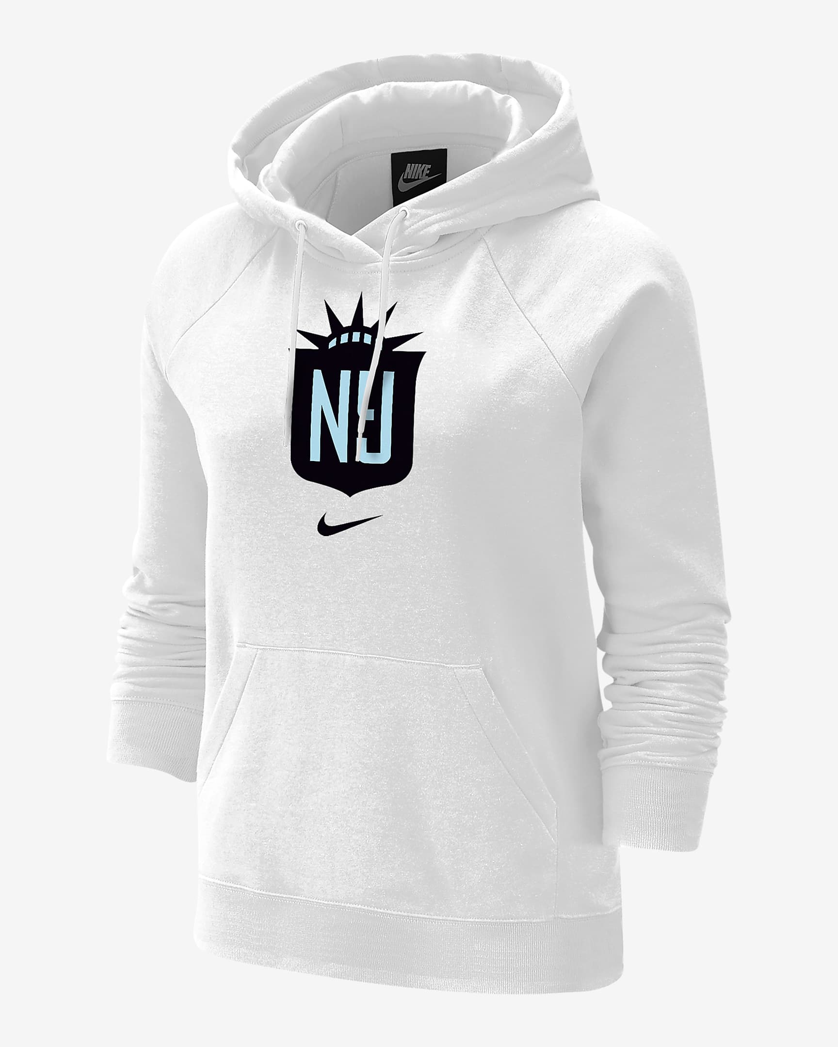 Sudadera de fútbol con gorro universitaria Nike de tejido Fleece para mujer Gotham FC - Blanco