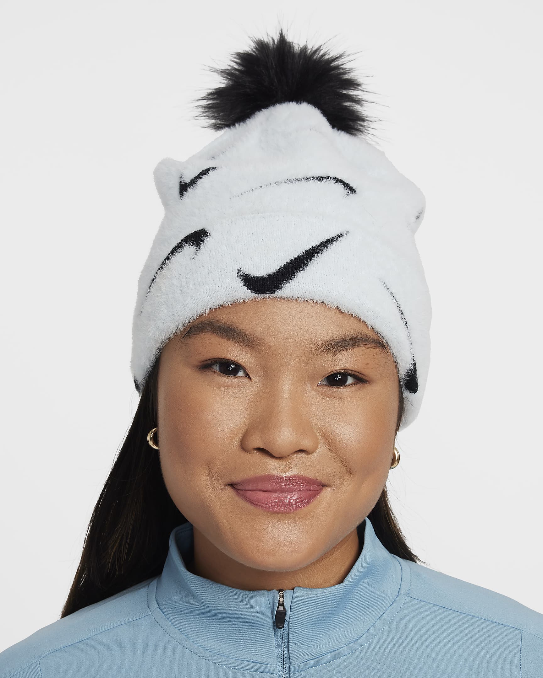 Nike Peak-beanie til større børn - Glacier Blue/sort