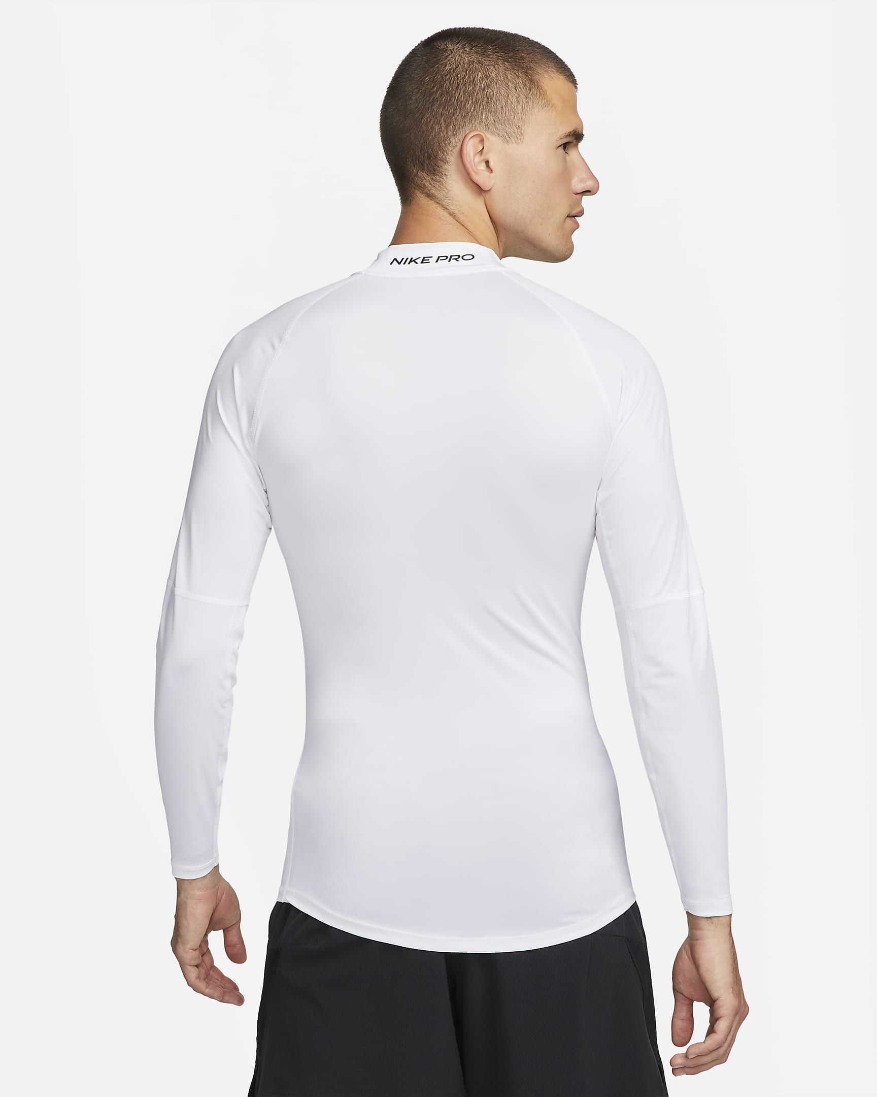 Camisola de fitness de manga comprida com gola junto ao pescoço Dri-FIT Nike Pro para homem - Branco/Preto