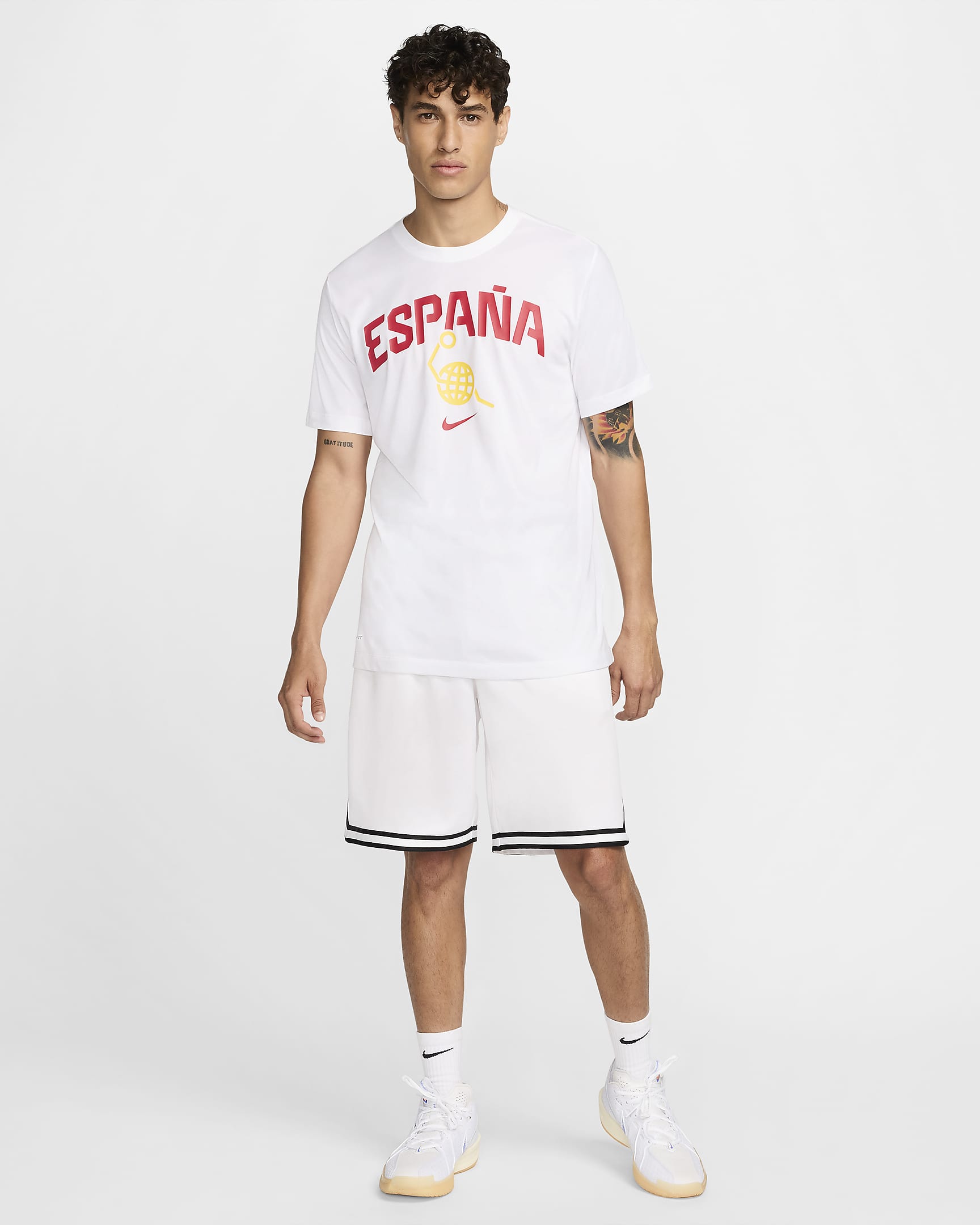 Spain Men's Nike Basketball T-Shirt - White/White/Tour Yellow/Gym Red