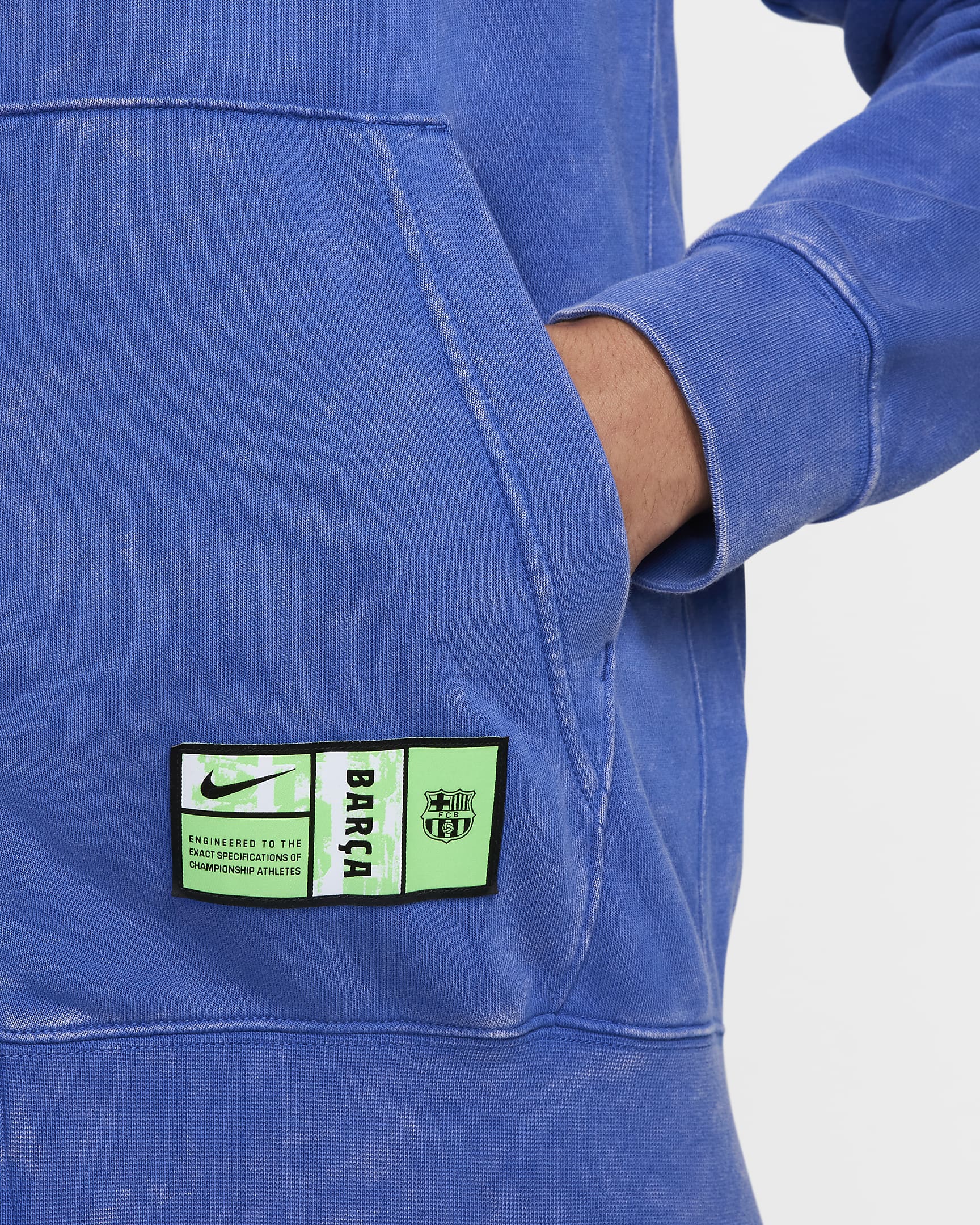 Sweat à capuche et zip en molleton Nike Football FC Barcelona Club 3e tenue pour homme - Hyper Royal/Lime Blast