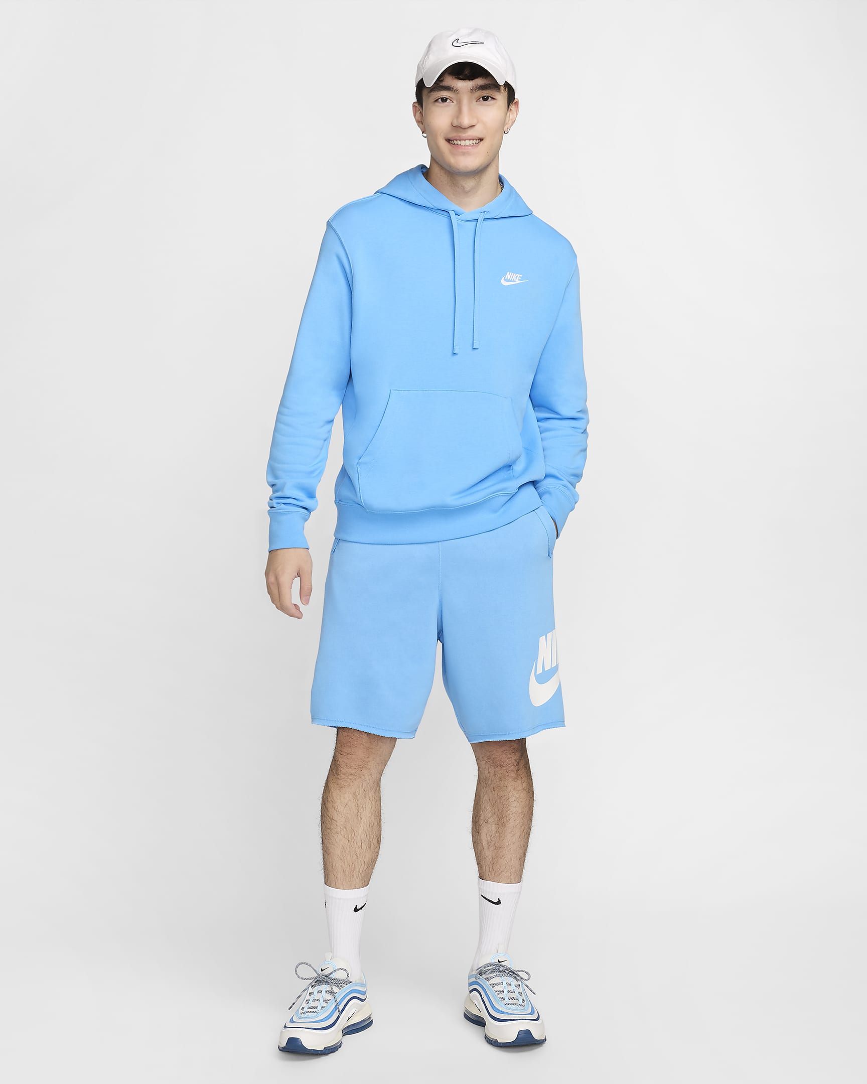 Nike Club Alumni francia frottír férfi rövidnadrág - University Blue/Fehér/Fehér