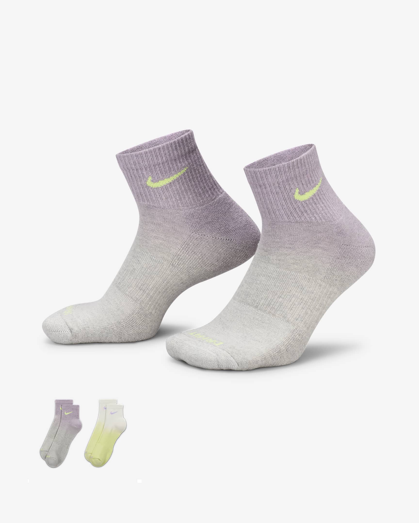 Nike Everyday Plus Cushioned Ankle Socks (2 Pairs) - Multi-Colour