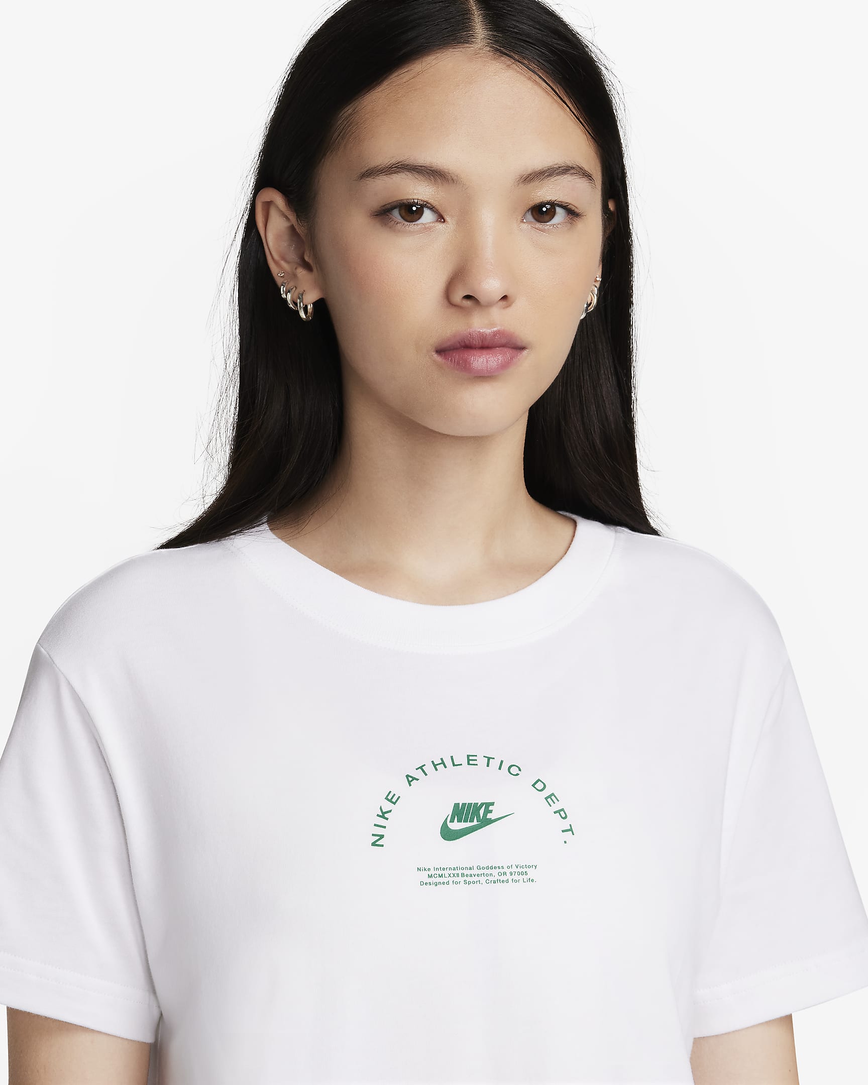 Nike Sportswear Women's Short-Sleeve Crop Top - White/Malachite/Black