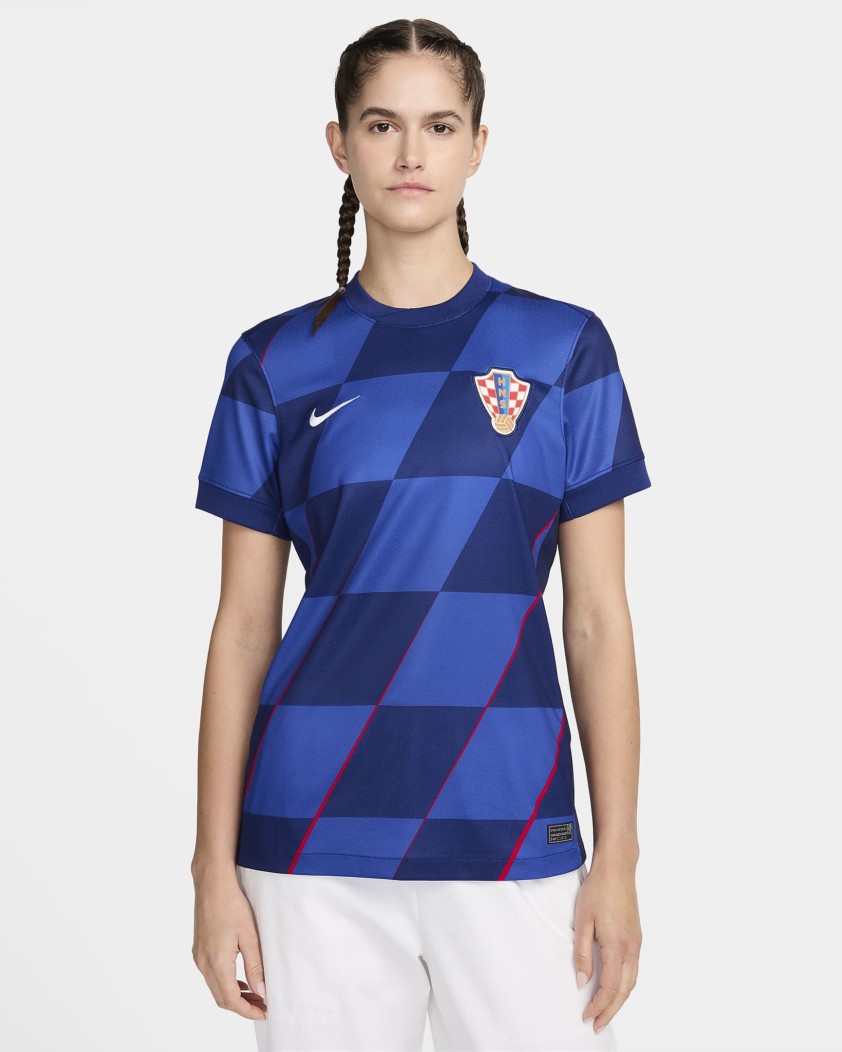 Horvátország 2024/25 Stadium idegenbeli Nike Dri-FIT női replika futballmez - Hyper Royal/Deep Royal Blue/University Red/Fehér