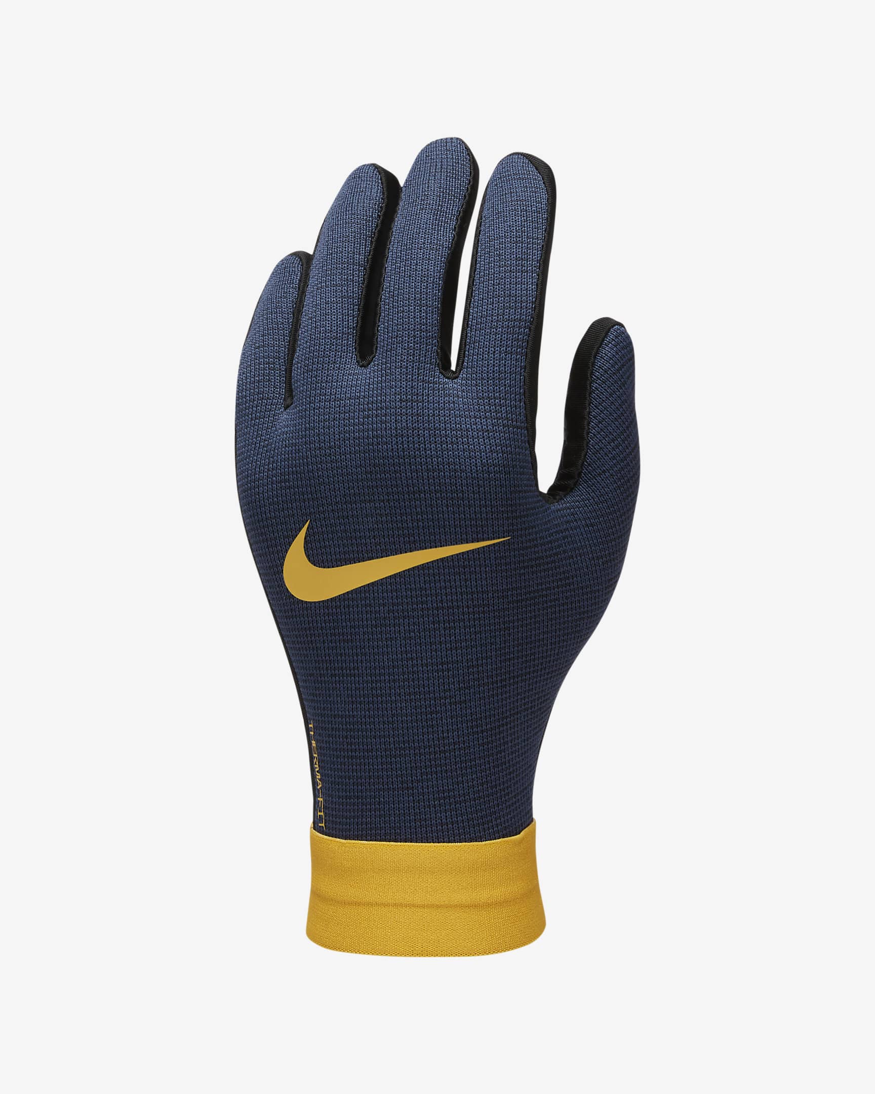 F.C. Barcelona Academy Kids' Nike Therma-FIT Football Gloves - Black/Midnight Navy/Chrome Yellow