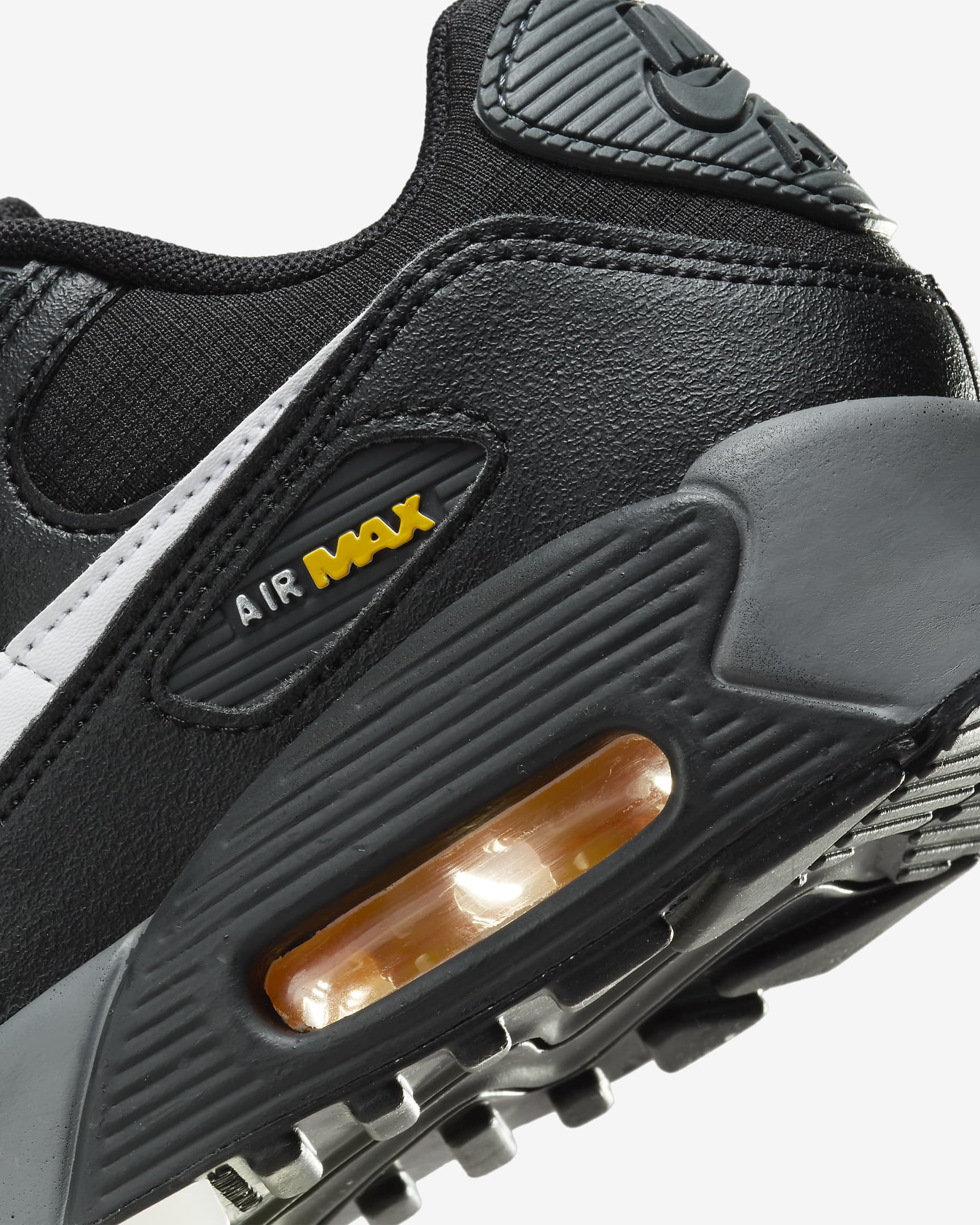 Nike Air Max 90 Schuhe für ältere Kinder - Schwarz/University Gold/Dark Smoke Grey/Weiß