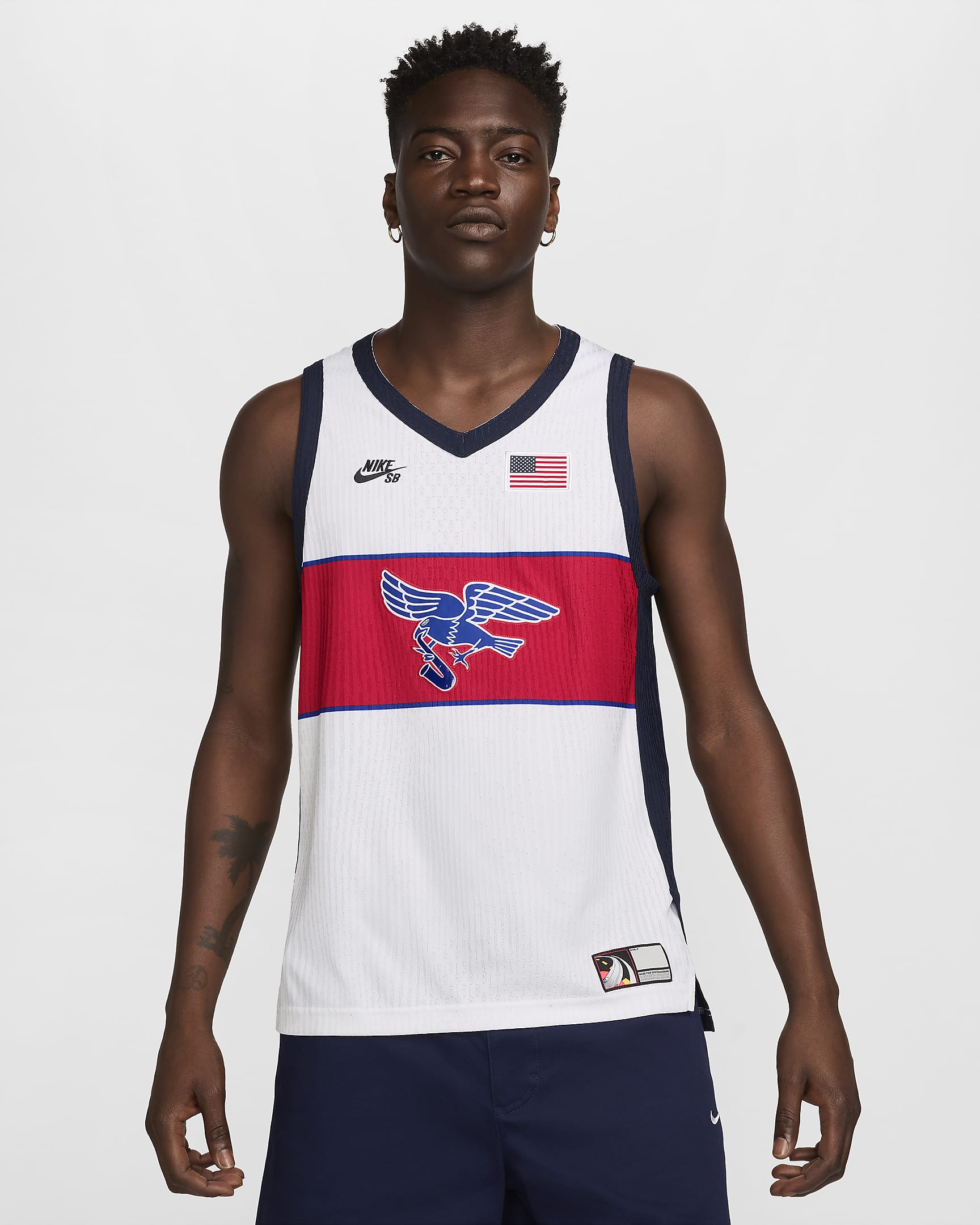 Nike SB USA Men's Dri-FIT ADV Sleeveless Skate Jersey - White/Sport Red/Obsidian/Black