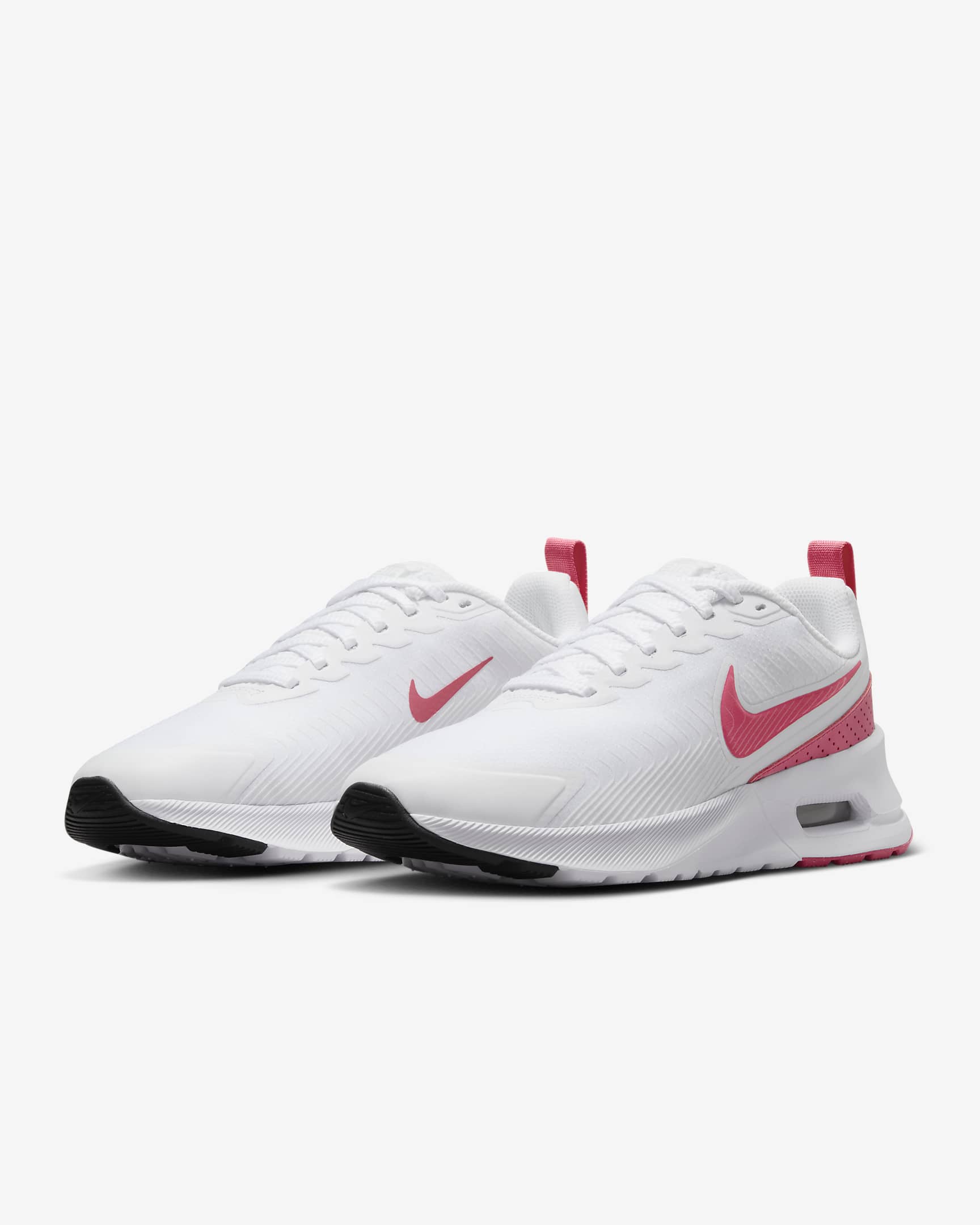 Tenis para mujer Nike Air Max Nuaxis - Blanco/Negro/Rojo cometa/Rosa margarita