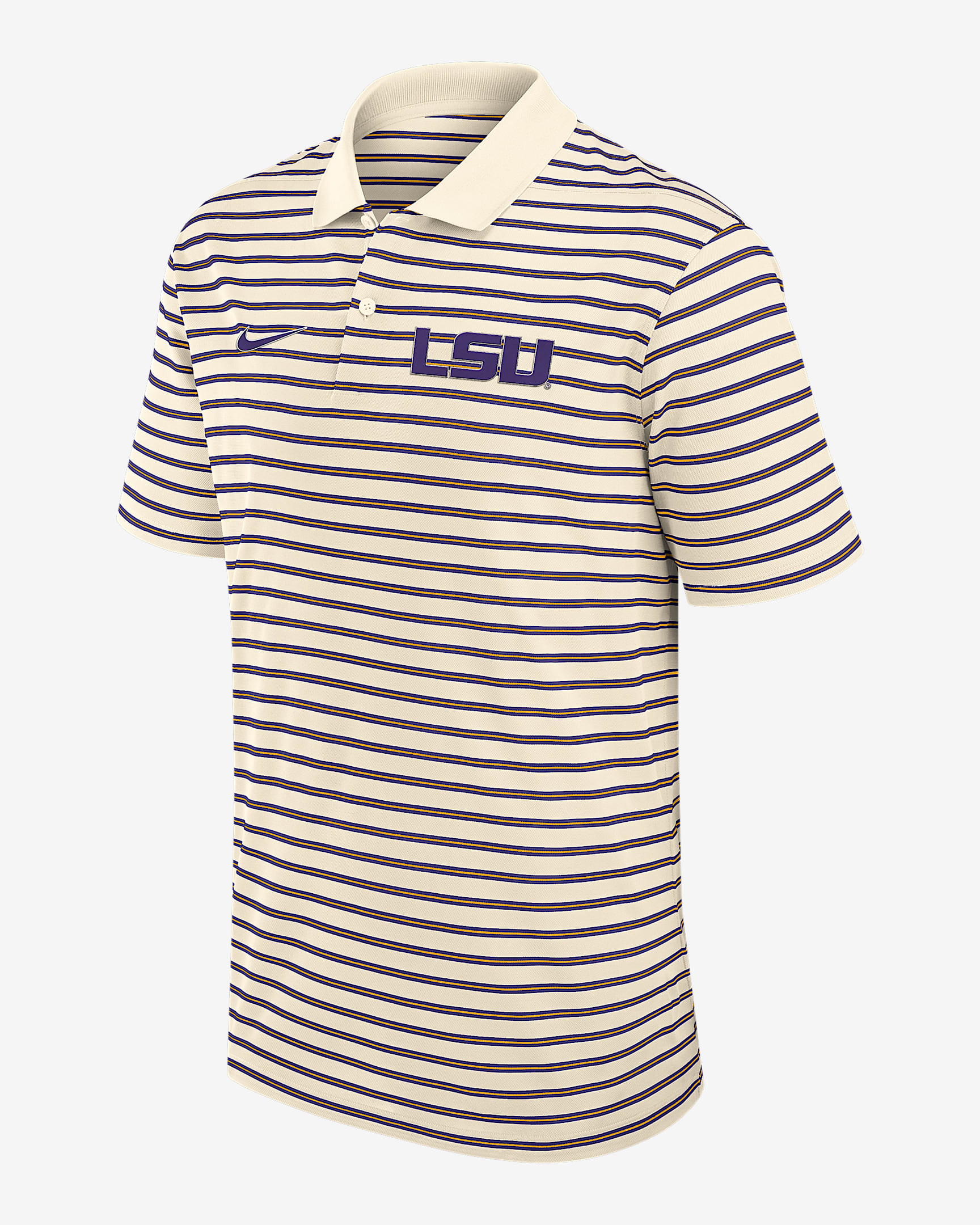 LSU Striped Men's Nike Dri-FIT College Polo - Tan/Beige