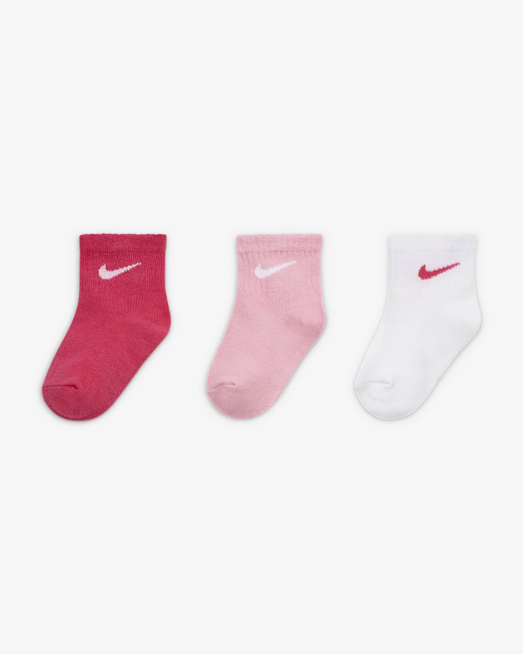 Socquettes anti-dérapantes à logo Swoosh Nike pour tout-petit (3 paires) - Multicolore/Hyper Pink