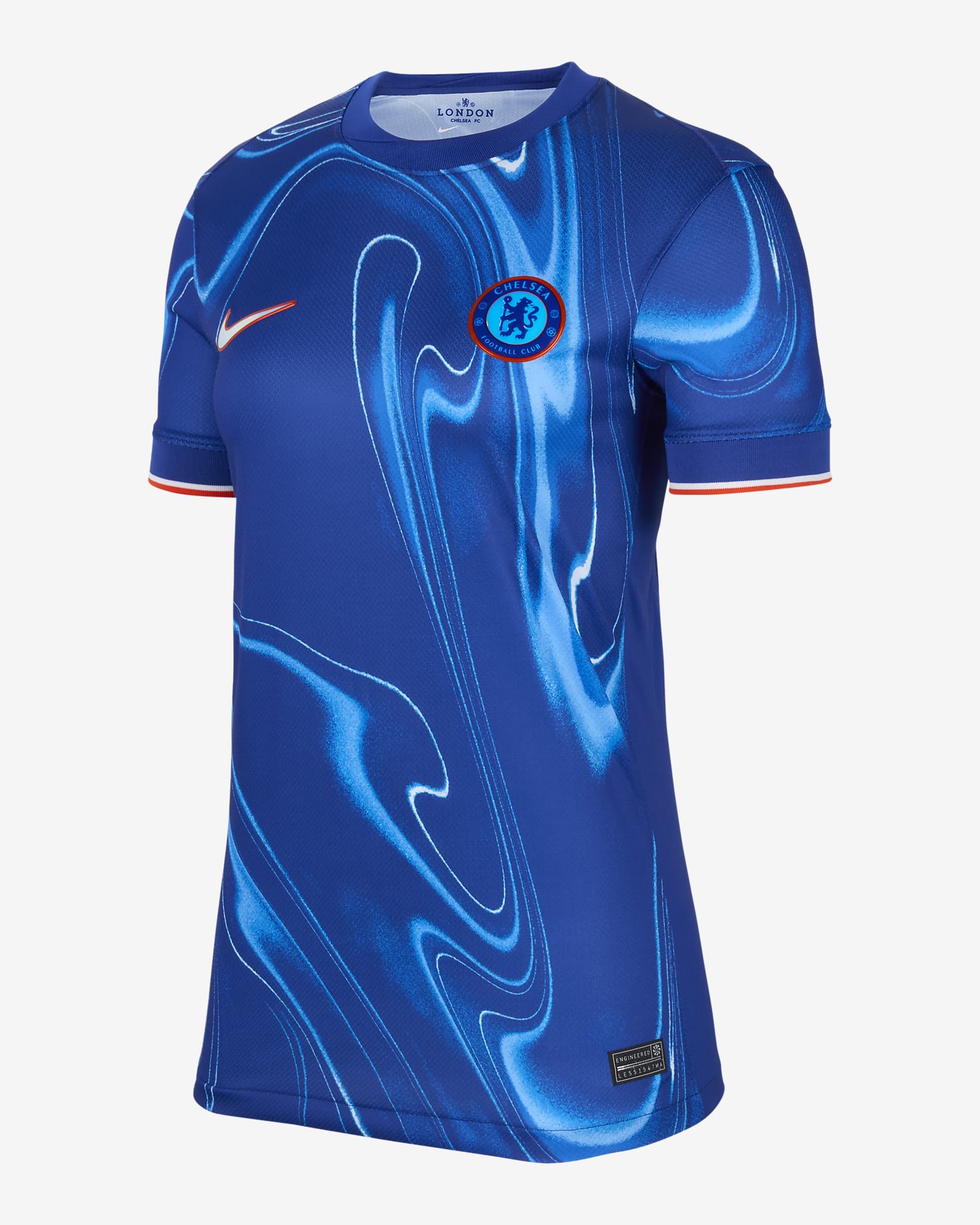 Chelsea FC 2024 Stadium (hjemmedrakt) Nike Dri-FIT Replica fotballdrakt til dame - Rush Blue/Team Orange/Hvit