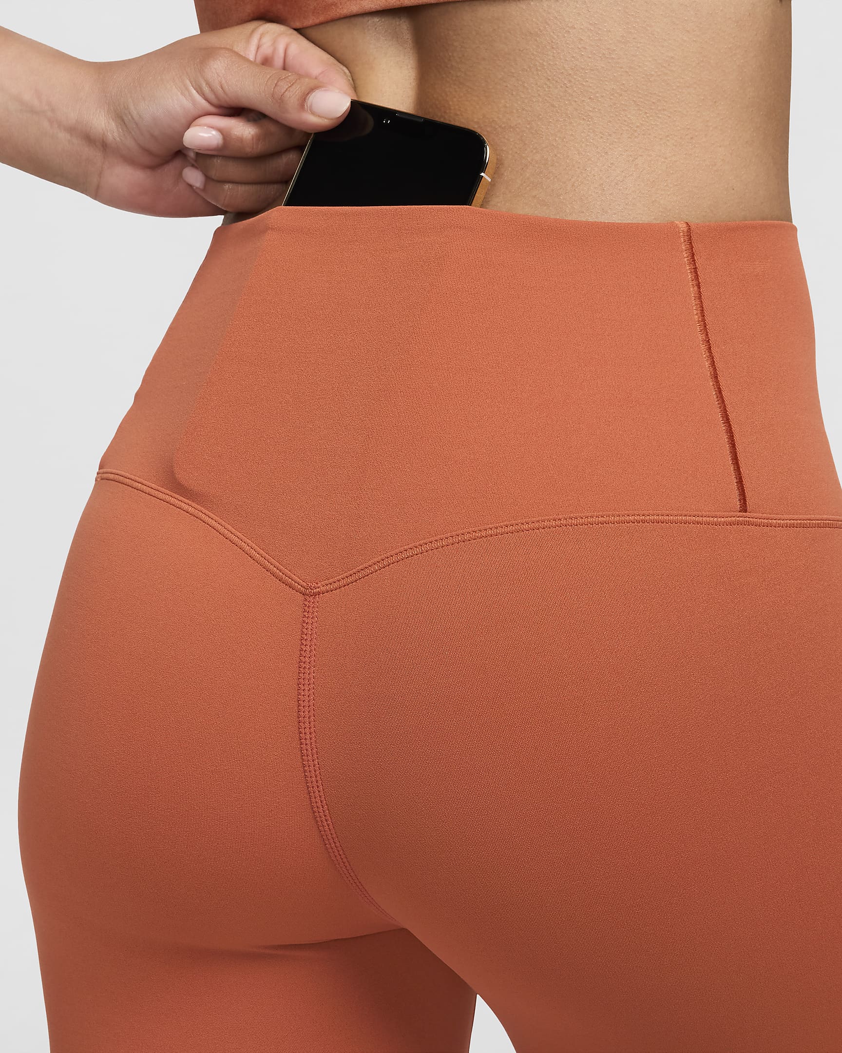 Leggings a 7/8 de cintura subida e suporte ligeiro Nike Zenvy para mulher - Burnt Sunrise/Preto