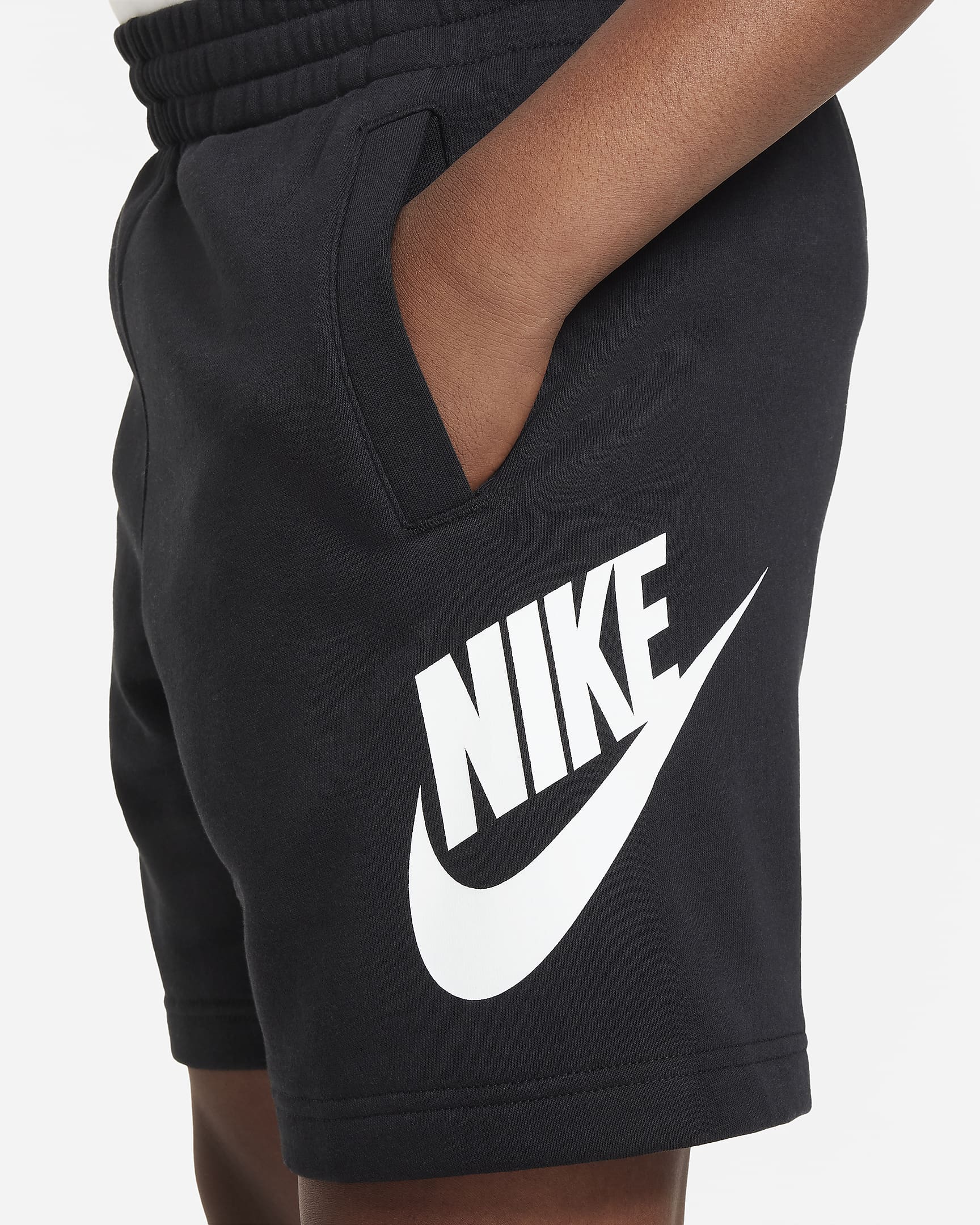 Nike Sportswear Club Fleece Older Kids' French Terry Shorts (Extended Size) - Black/White