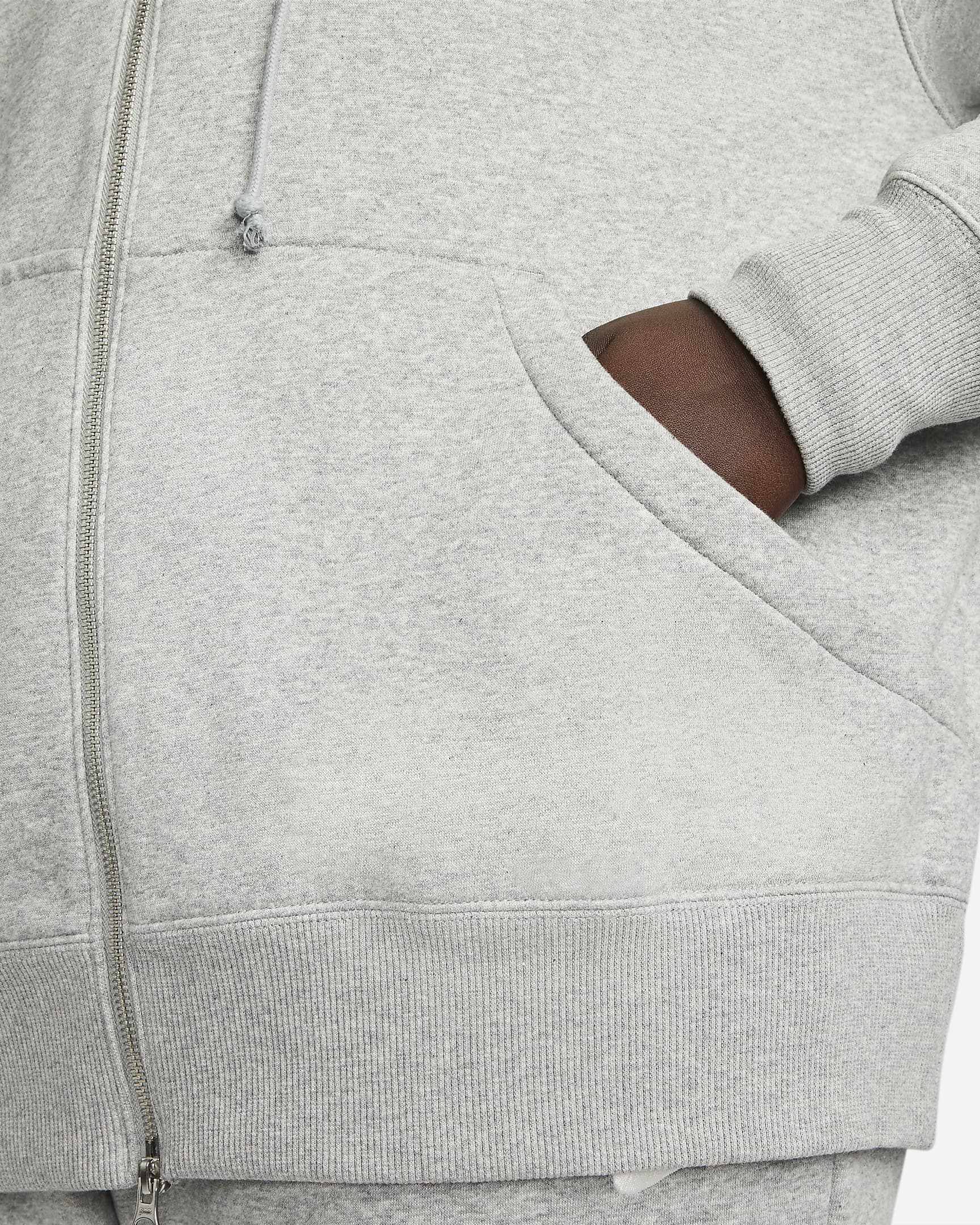 Huvtröja med hel dragkedja i oversize-modell Nike Sportswear Phoenix Fleece för kvinnor (Plus Size) - Dark Grey Heather/Sail