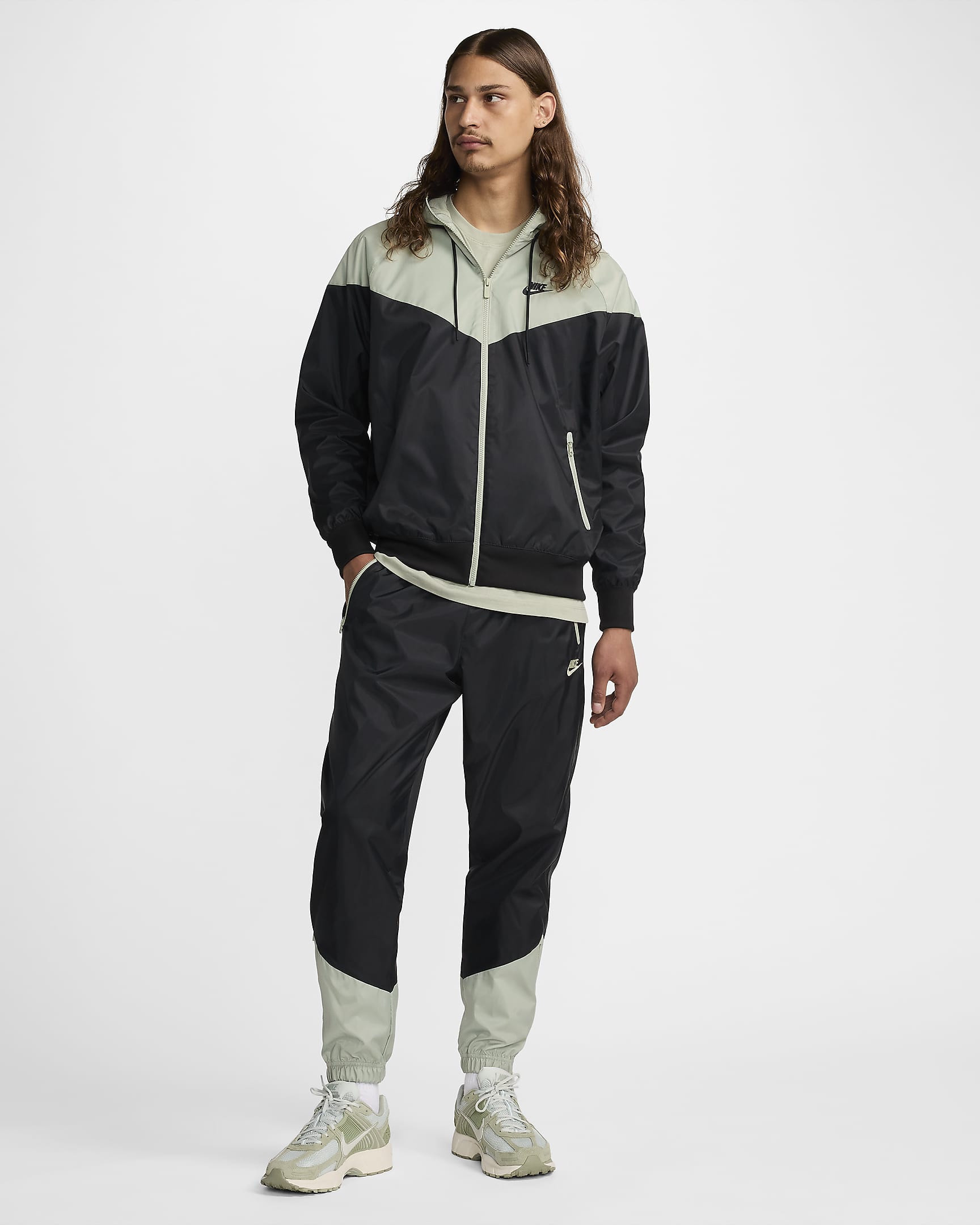 Pants forrados de tejido Woven para hombre Nike Windrunner - Negro/Horizonte jade/Horizonte jade