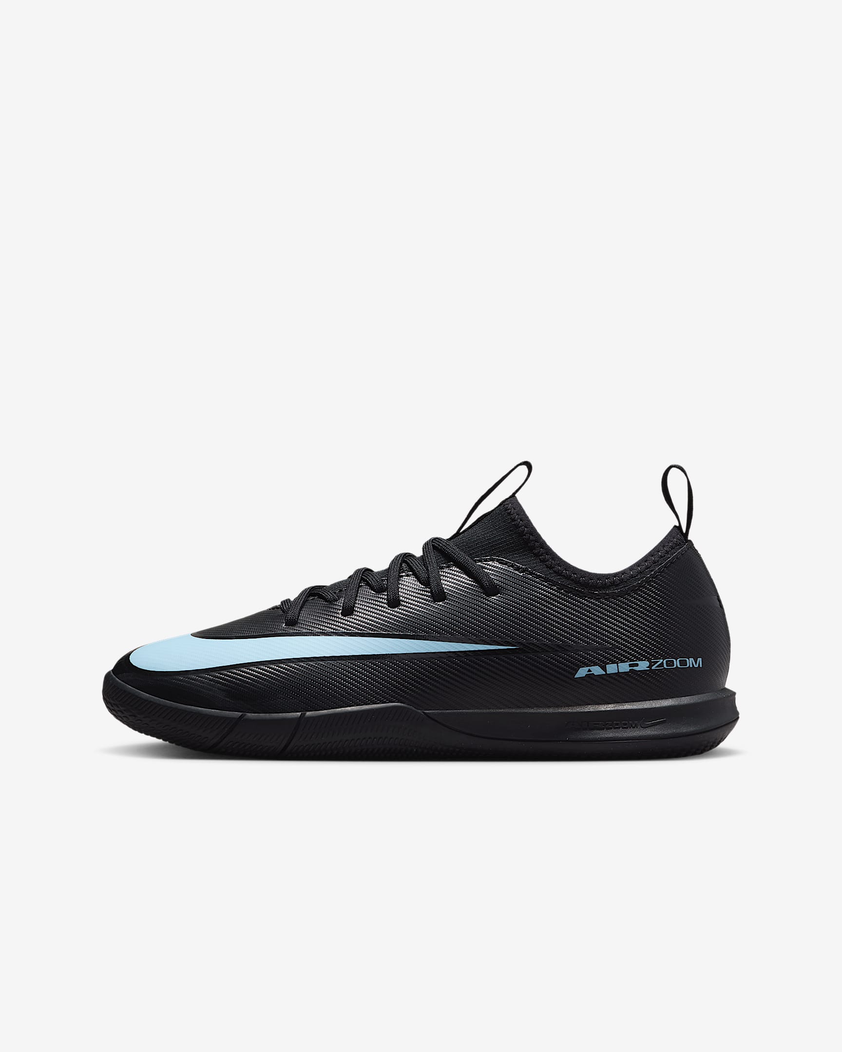 Nike Jr. Mercurial Vapor 16 Academy Younger/Older Kids' Indoor Court Low-Top Football Shoes - Black/Ice Blue