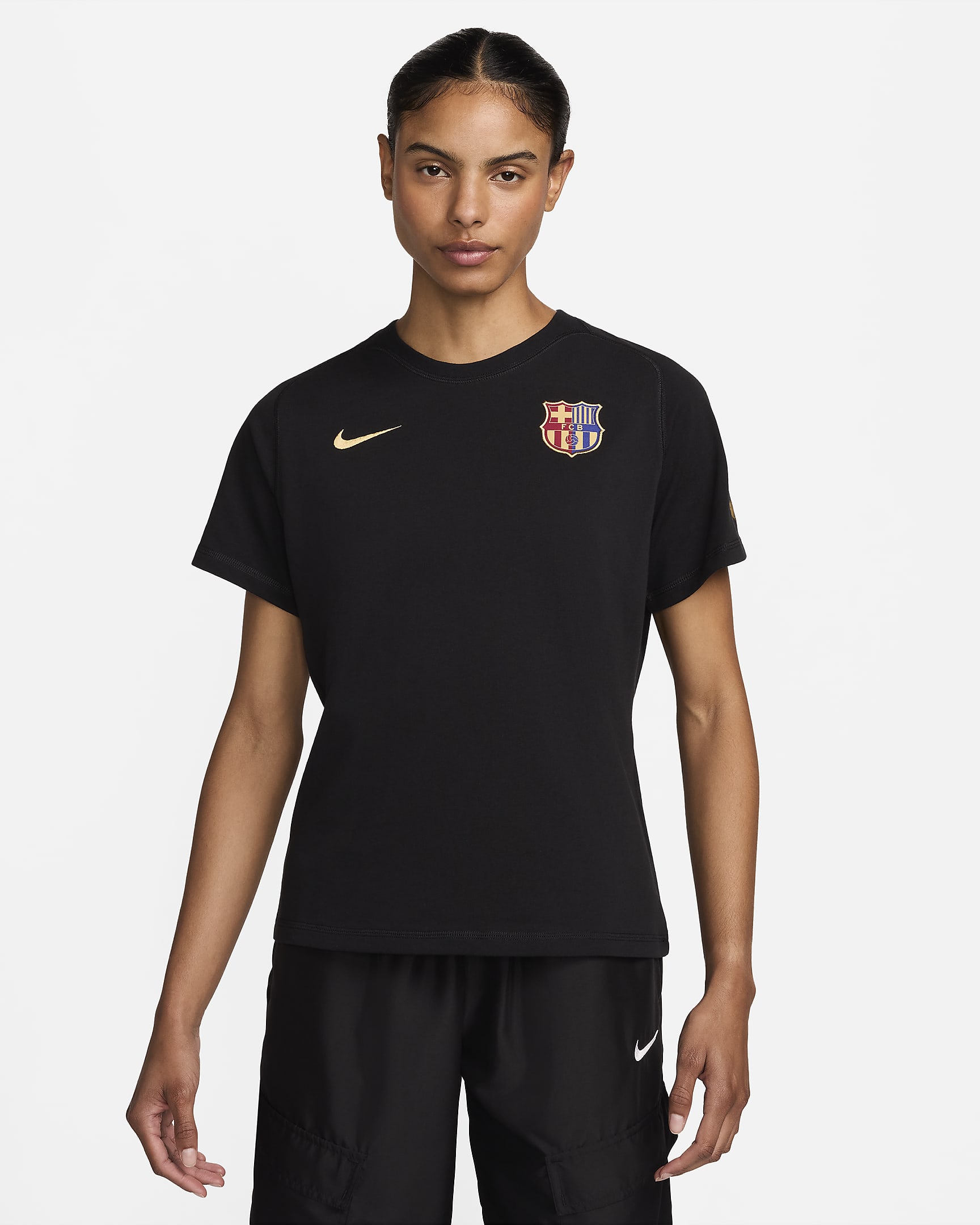 F.C. Barcelona Travel Nike Football Short-Sleeve Top - Black/Club Gold