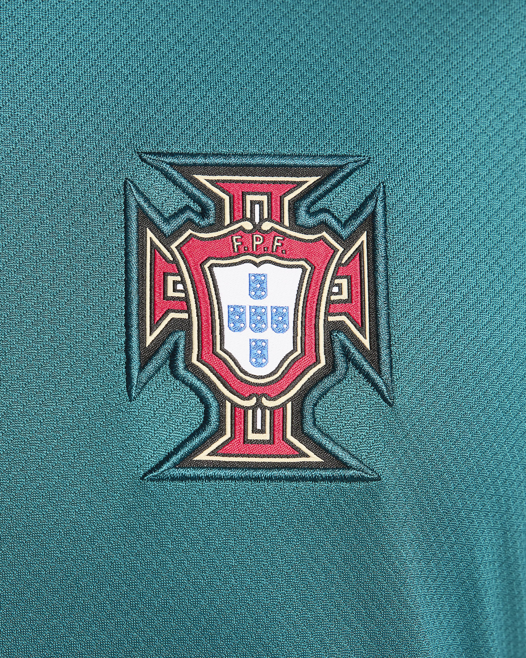 Haut de foot en maille à manches courtes Nike Dri-FIT Portugal Strike pour homme - Geode Teal/Kinetic Green/Sail