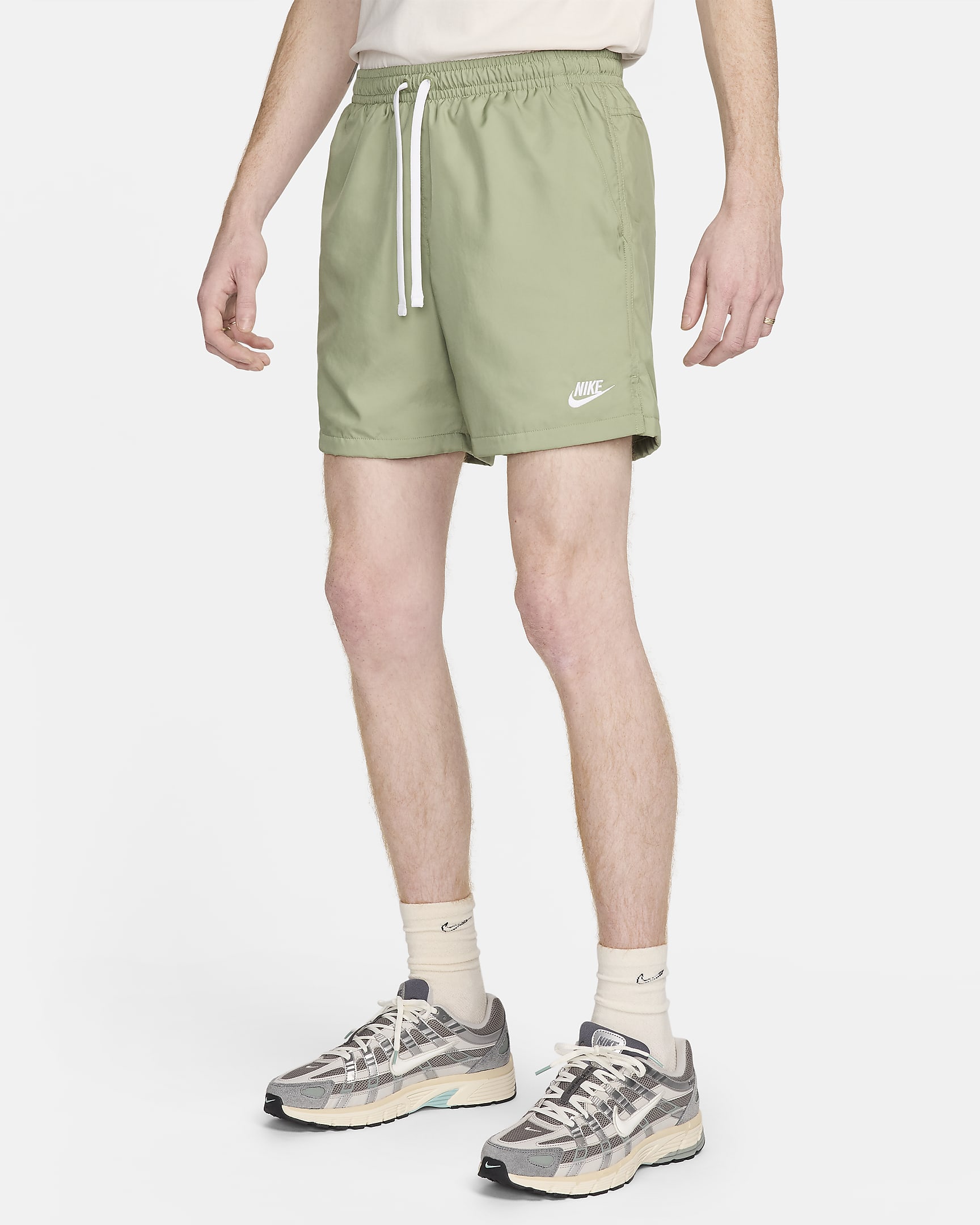 Nike Sportswear Men's Woven Flow Shorts - Oil Green/White