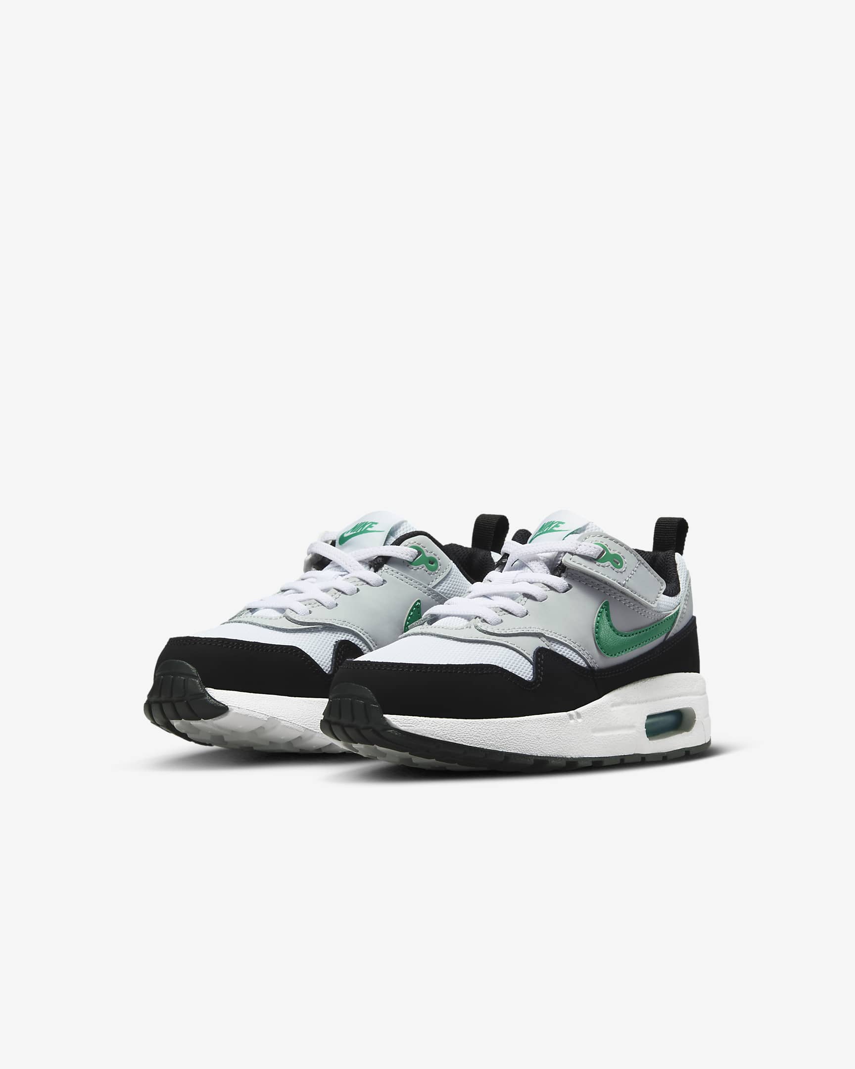 Nike Air Max 1 EasyOn Younger Kids' Shoes - White/Pure Platinum/Black/Stadium Green