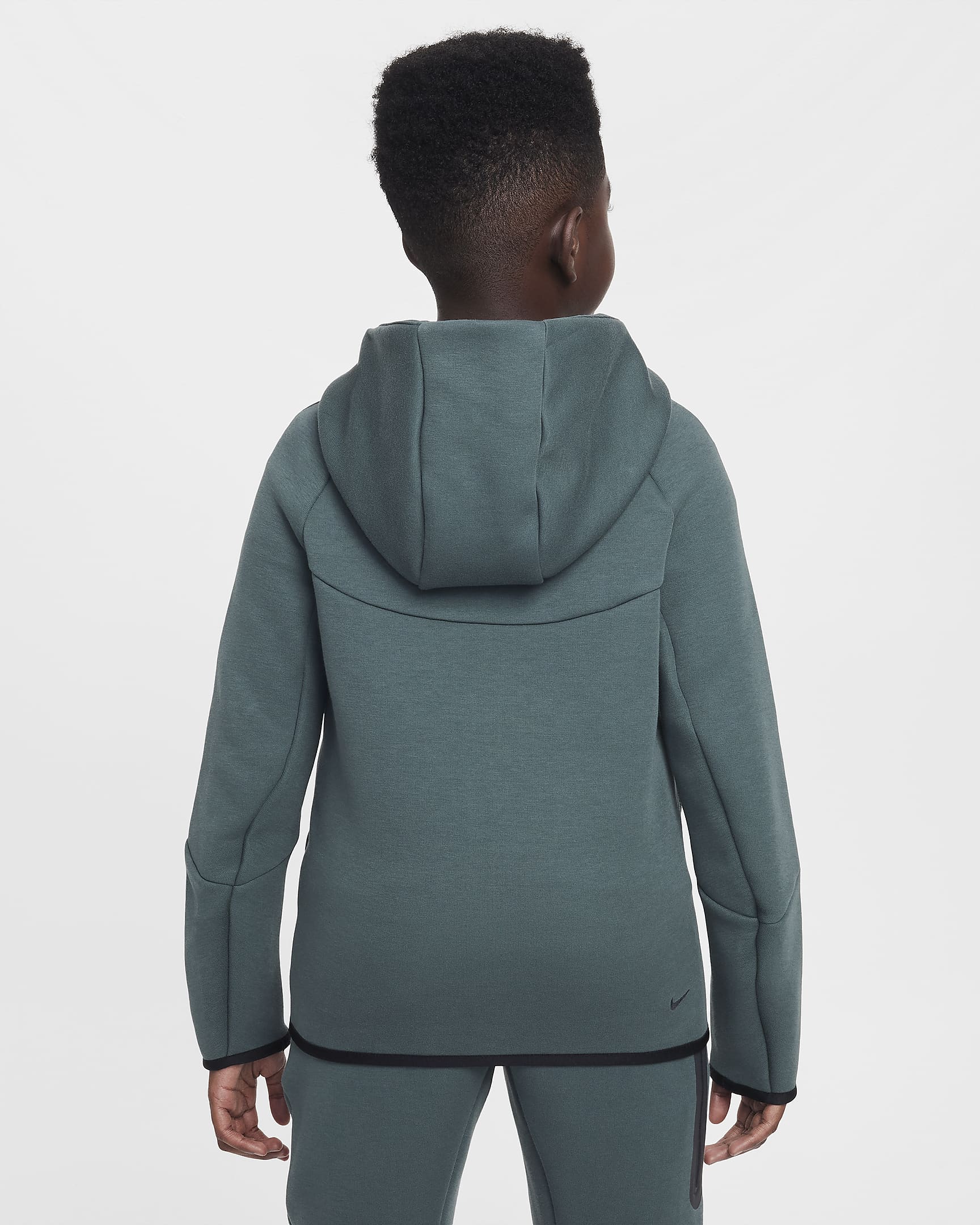 Nike Sportswear Tech Fleece Big Kids' Full-Zip Hoodie - Vintage Green/Vintage Green/Black/Black