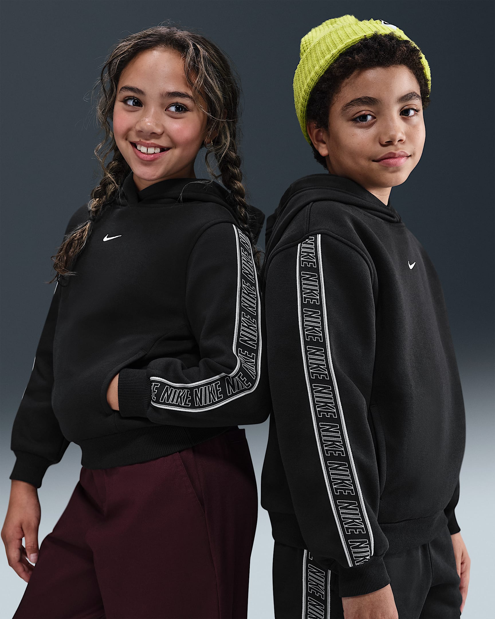 Nike Sportswear Club Fleece Older Kids' Pullover Hoodie - Black/Black/White