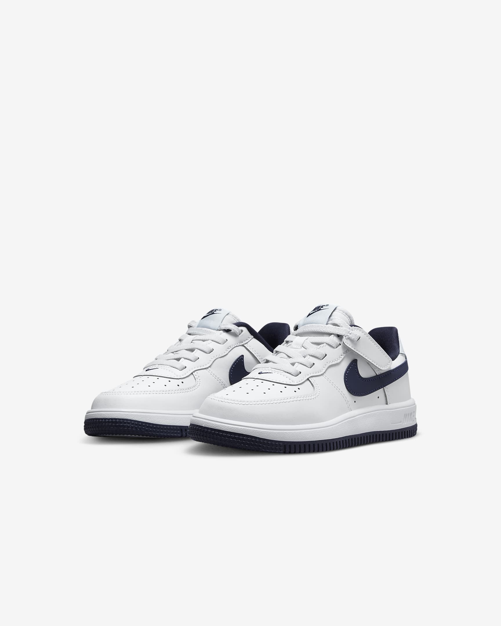 Nike Force 1 低筒 EasyOn 小童鞋款 - 白色/Football Grey/Midnight Navy