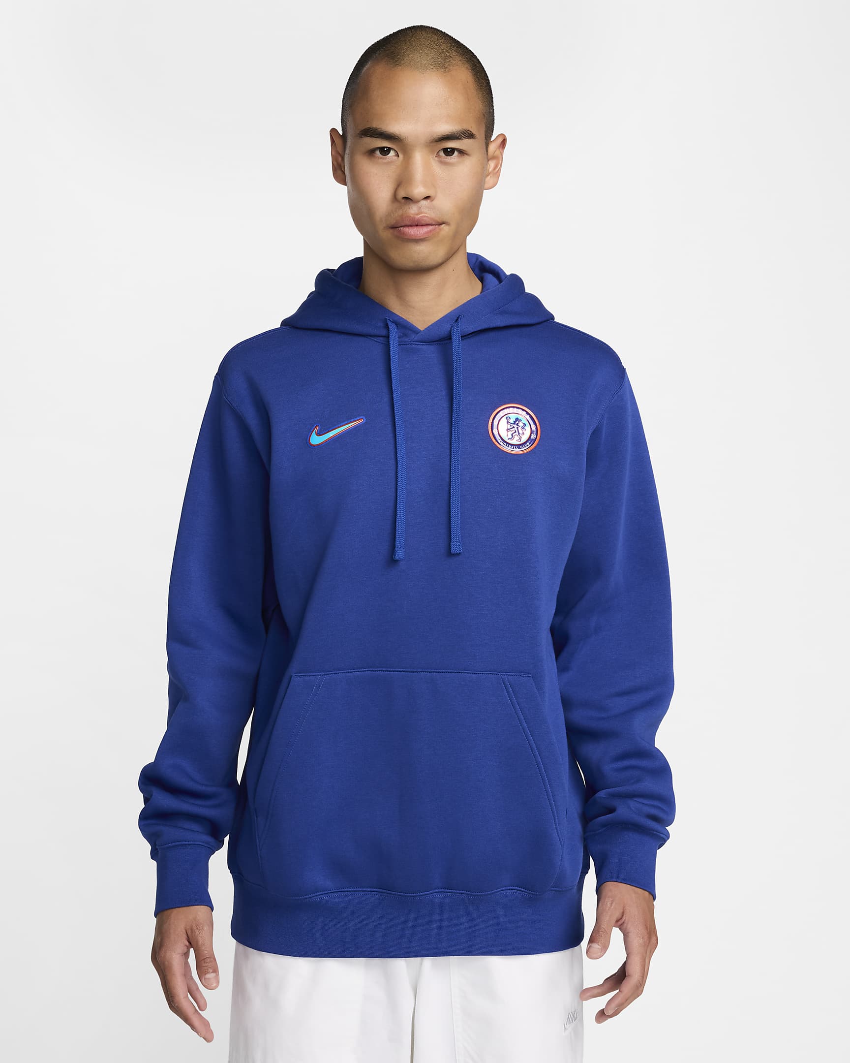 Sweat à capuche Nike Football Chelsea FC Club pour homme - Rush Blue/Blanc