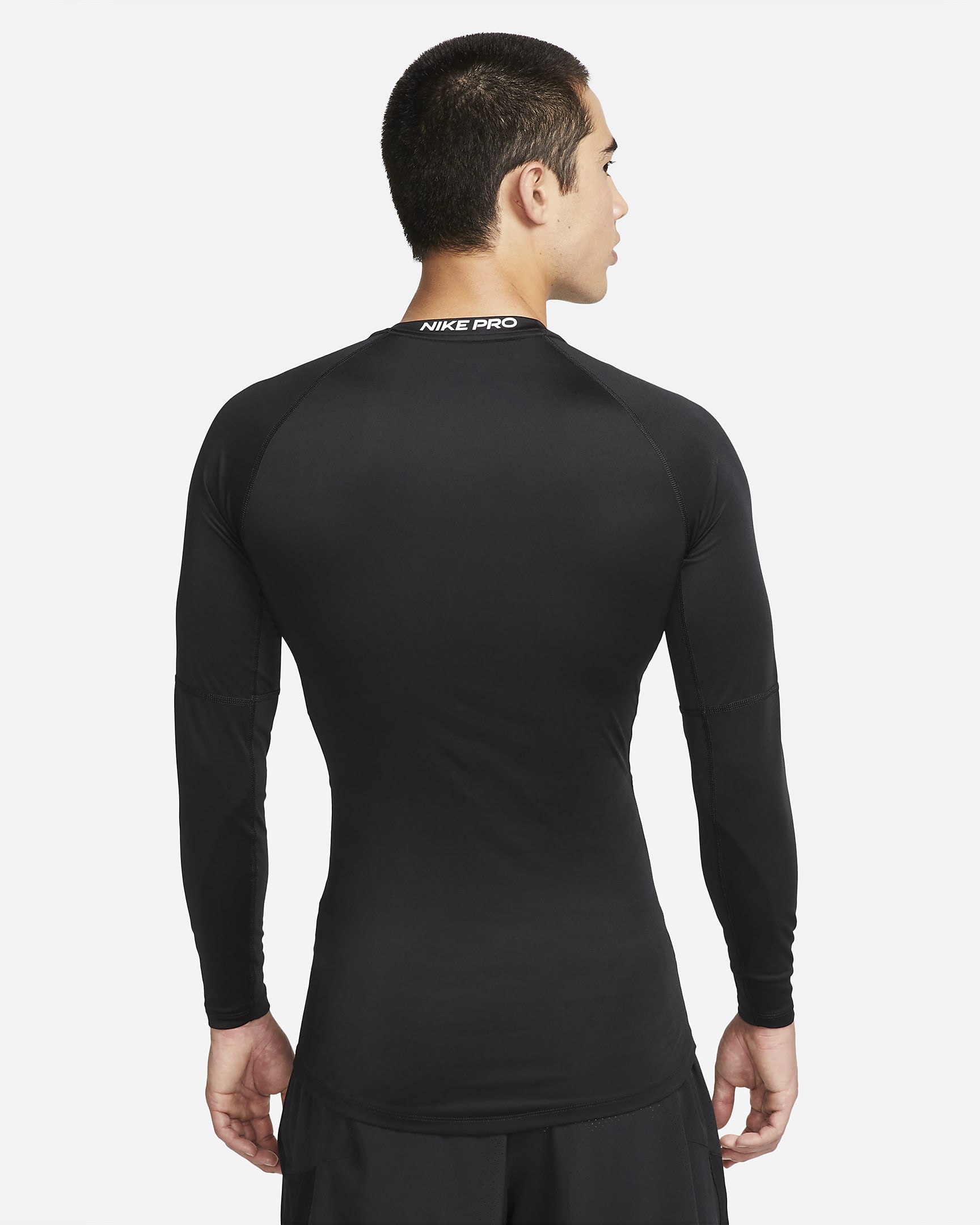 Nike Pro Men's Dri-FIT Tight Long-Sleeve Fitness Top - Black/White