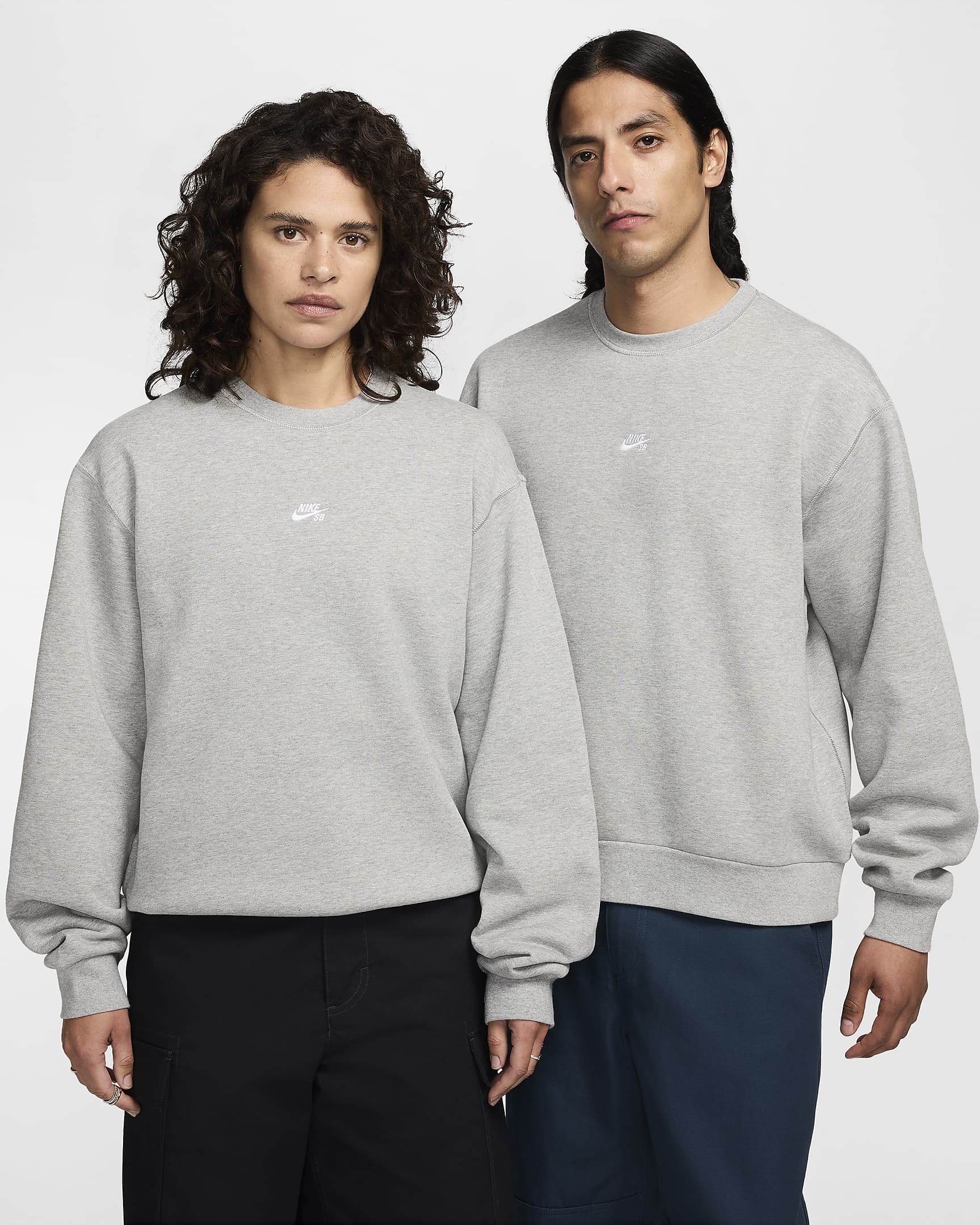 Nike SB Fleece Skate Crew - Dark Grey Heather/White