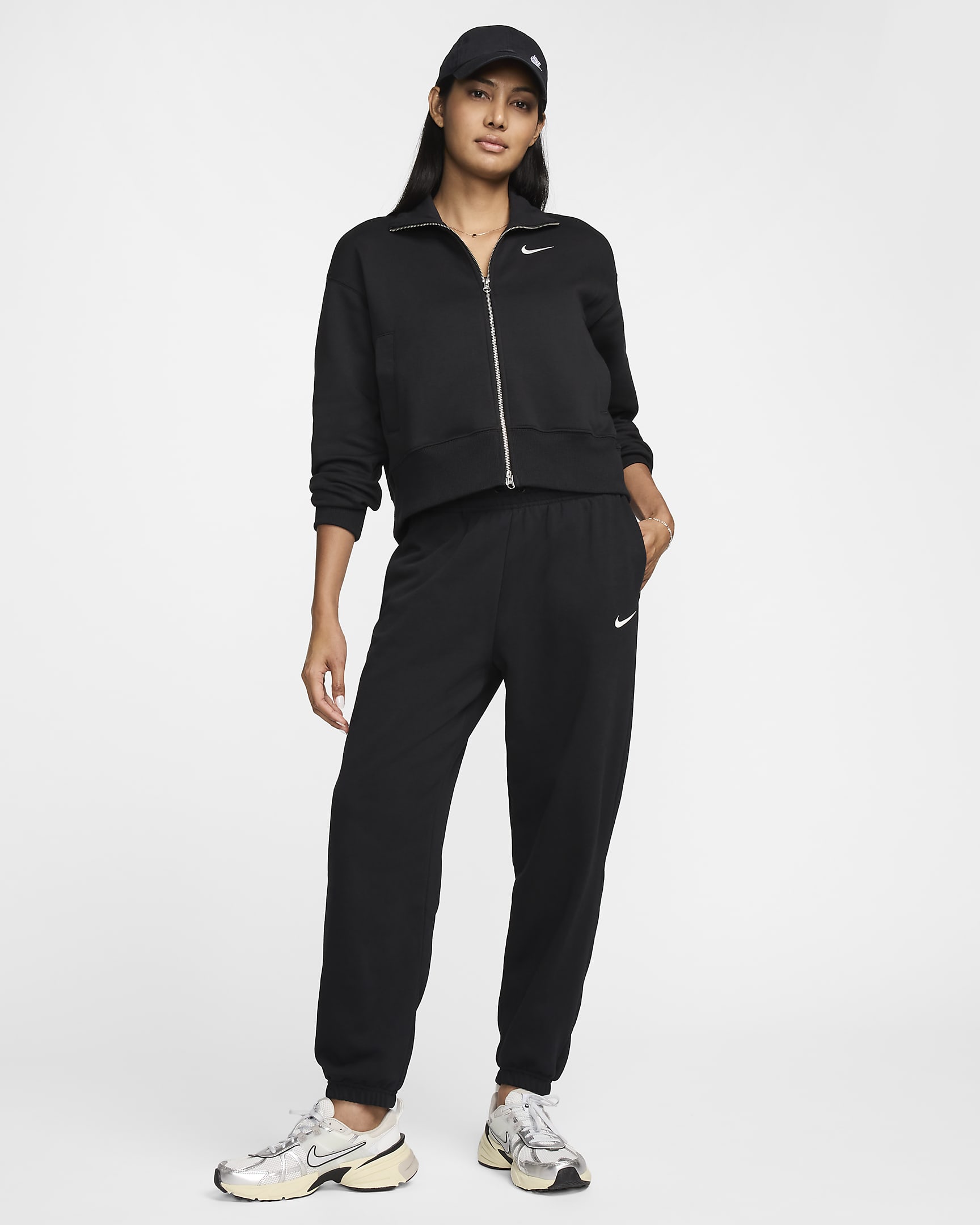 Nike Sportswear Phoenix Fleece Women's High-Waisted Oversized French Terry Tracksuit Bottoms - Black/Sail