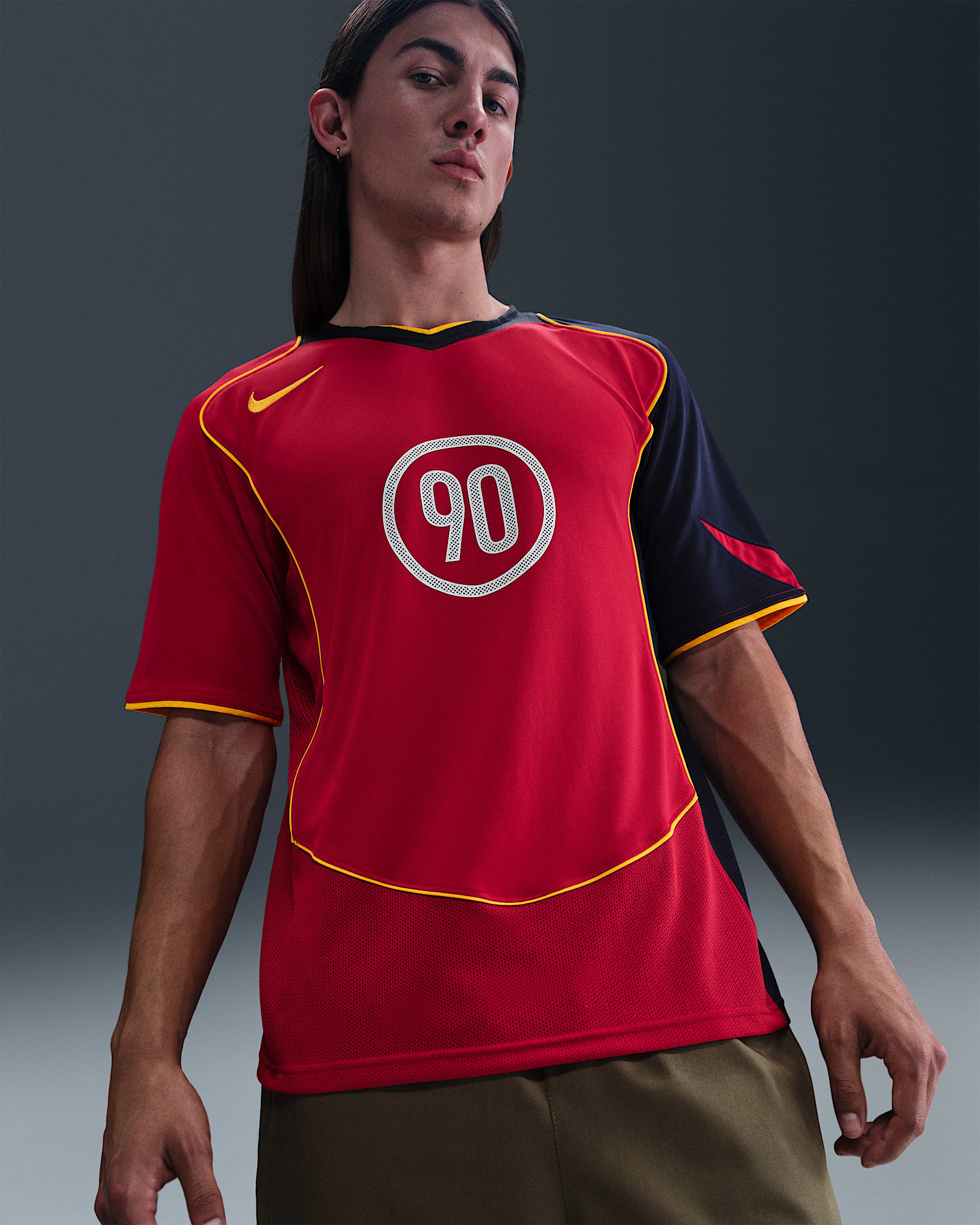 Nike Total 90 Men's Dri-FIT Soccer Jersey - Gym Red/Midnight Navy/University Gold/University Gold