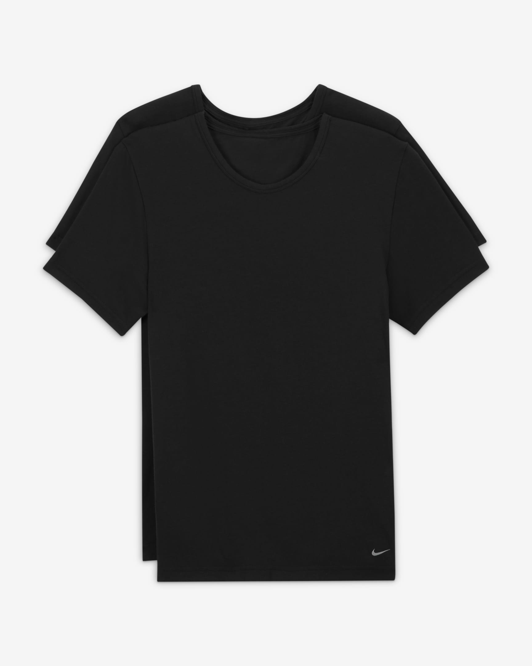 Nike Everyday Cotton Stretch Men's Slim Fit Crew-Neck Undershirt (2-Pack) - Black/Black