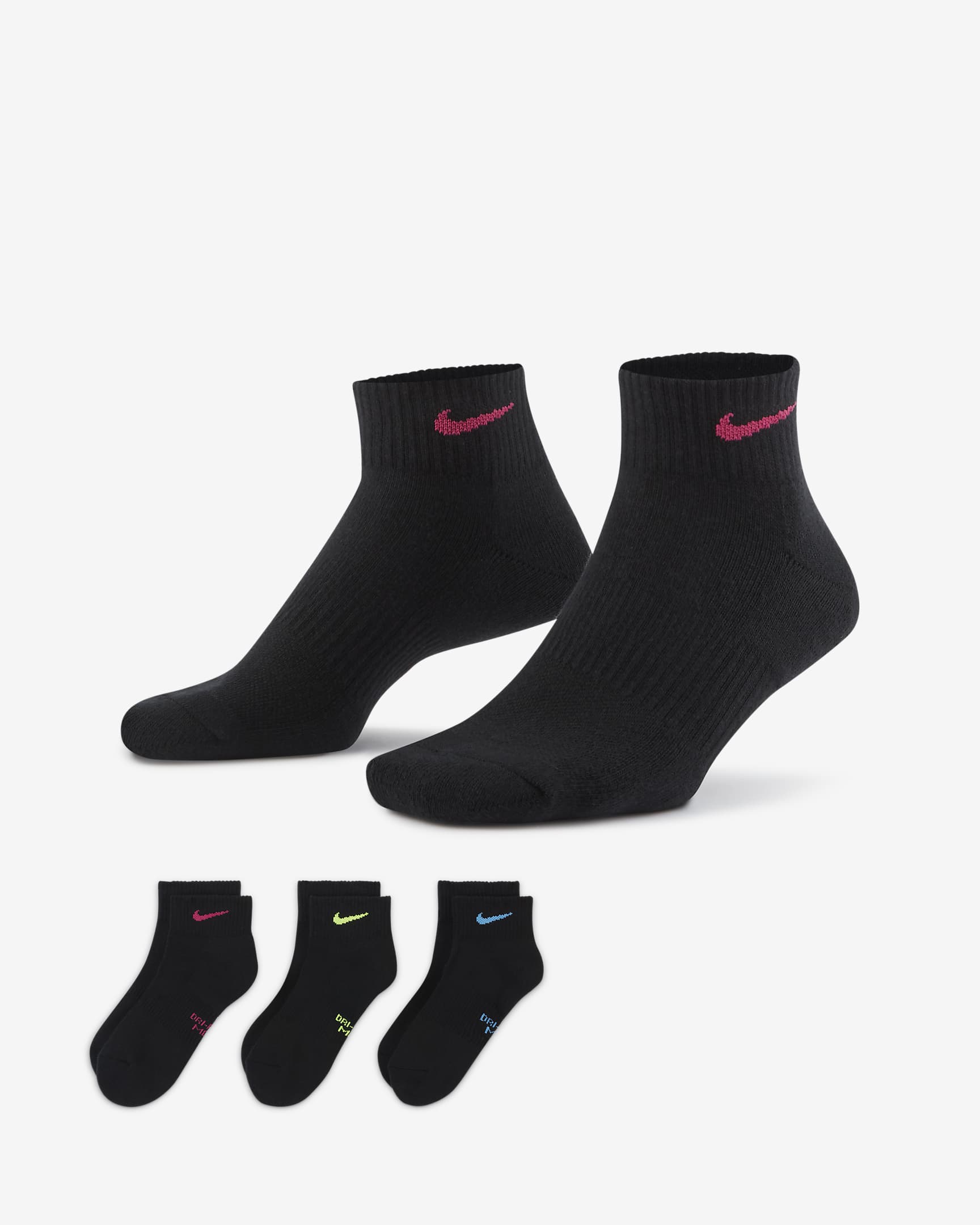 Nike Everyday Cushion Women's Training Ankle Socks (3 Pairs) - Black