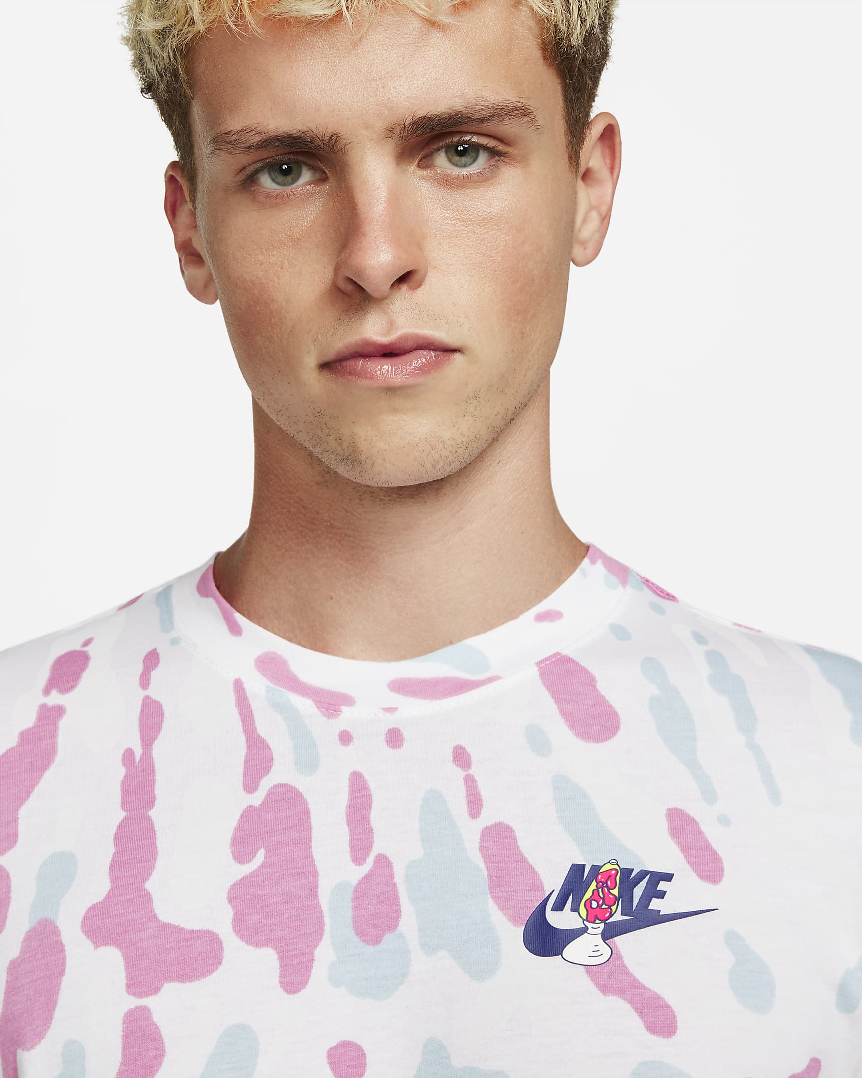 Nike Sportswear Men's Black Light Tie-Dye T-Shirt - White